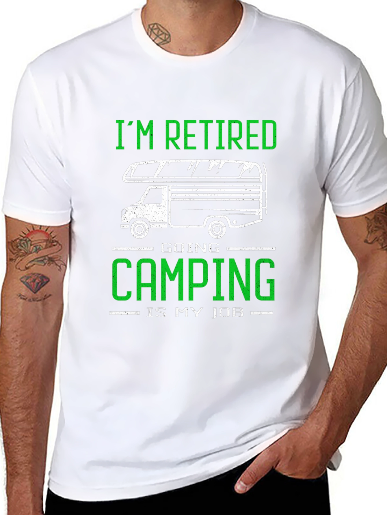 Retired Camping Job T-Shirt: Black Graphic Tee
