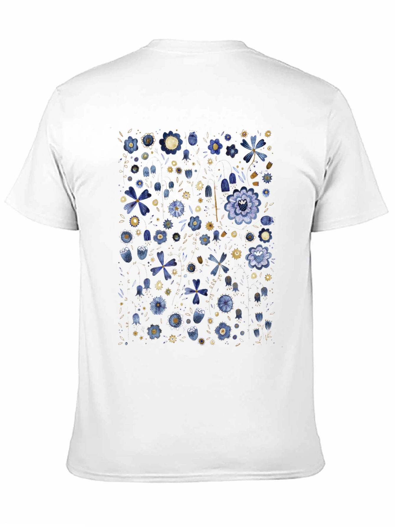 Floral Print Black Tee - Artistic Casual Wear
