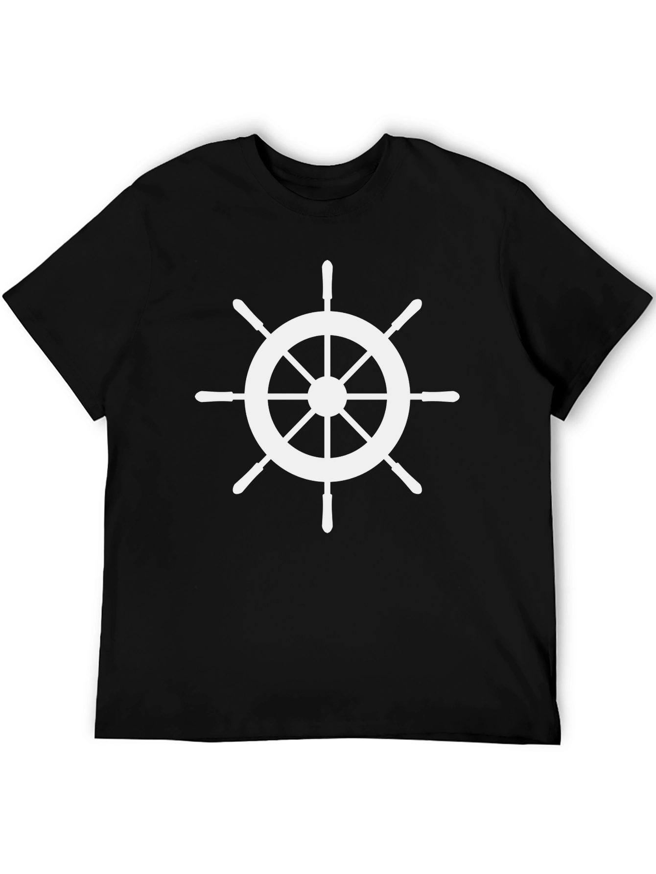 Nautical Wheel Graphic Tee - Black Cotton Comfort