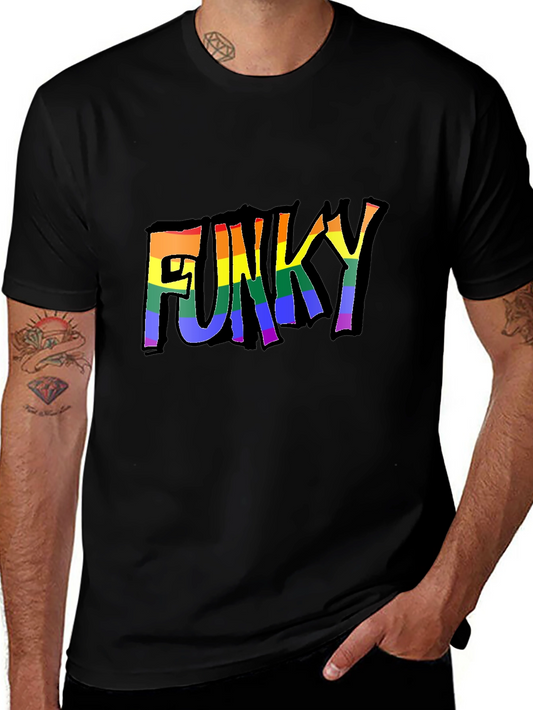 Funky Rainbow Text Graphic T-Shirt - Black