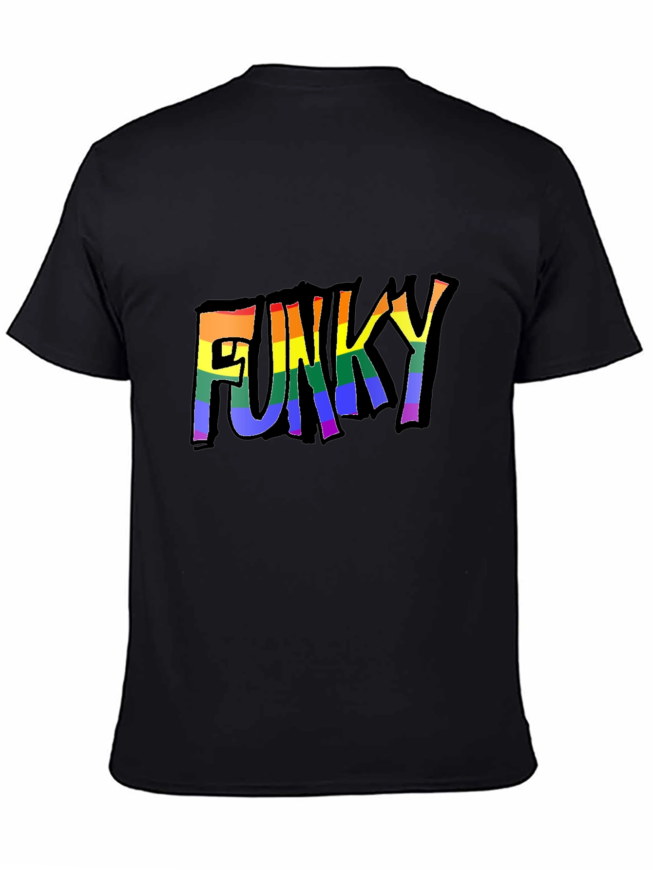Funky Rainbow Text Graphic T-Shirt - Black