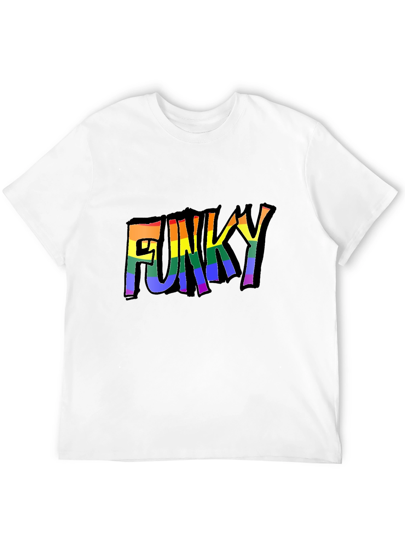 Funky Rainbow Text Graphic T-Shirt - Black