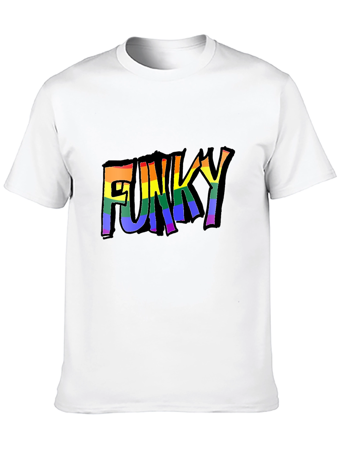 Funky Rainbow Text Graphic T-Shirt - Black