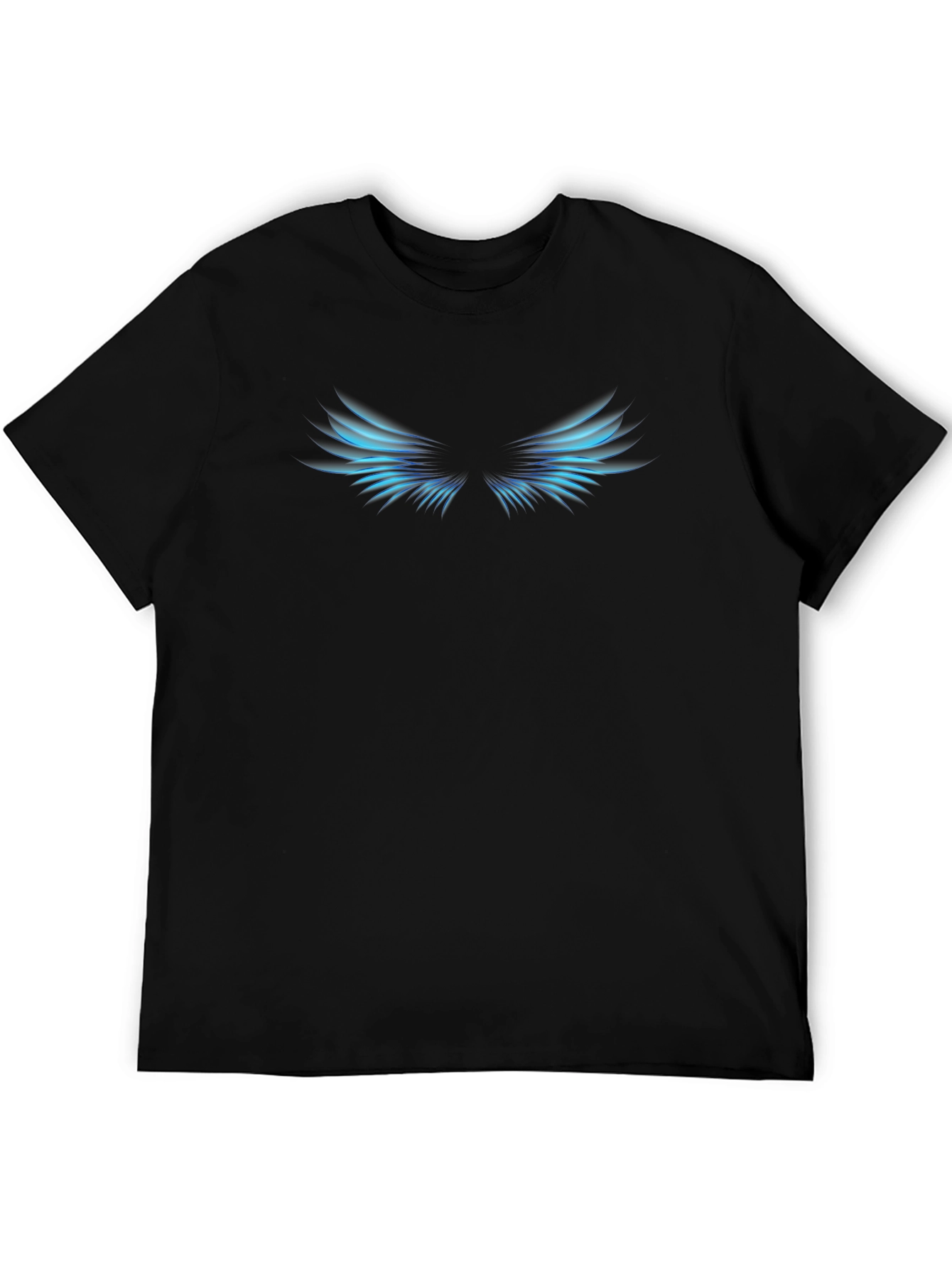 Cool Black T-Shirt with Blue Wings Design
