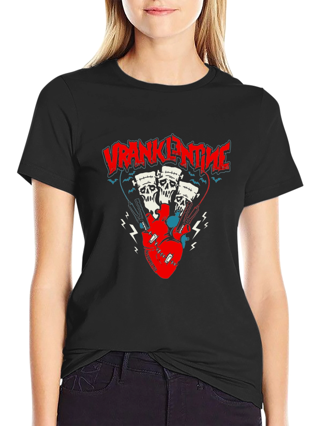Frankenstein Heart Pistons Graphic Tee - Black