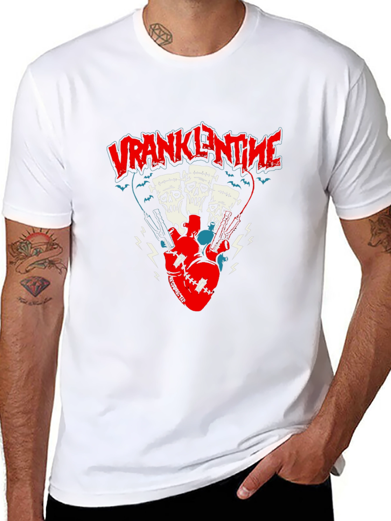 Frankenstein Heart Pistons Graphic Tee - Black