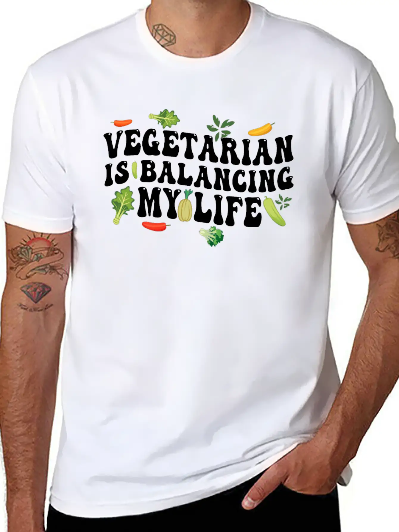 Vegetarian Balancing My Life Unisex Casual T-Shirt – Clean Design For Daily Comfort
