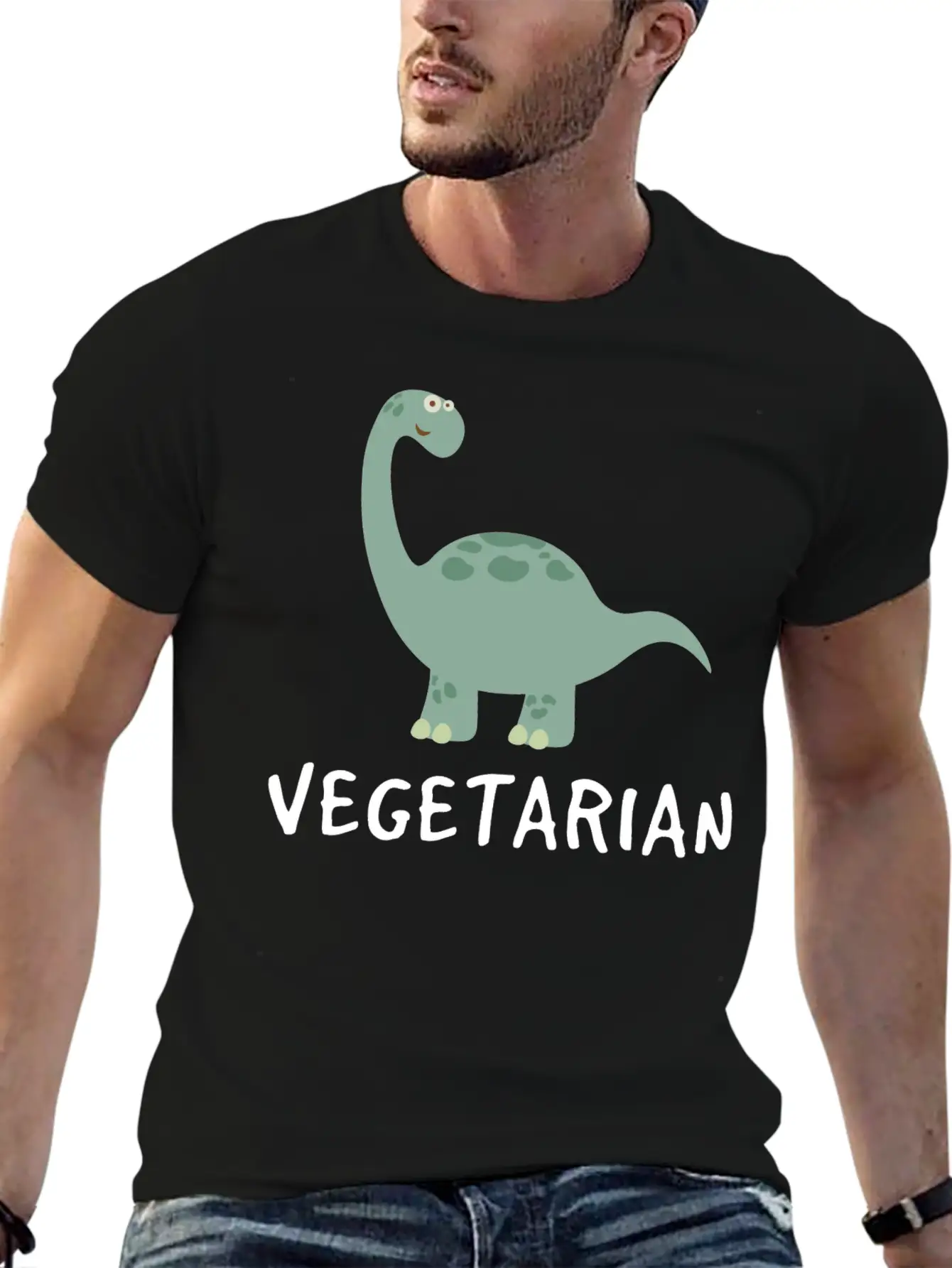 Vegetarian Dino Unisex Casual T-Shirt – Clean Design For Daily Comfort
