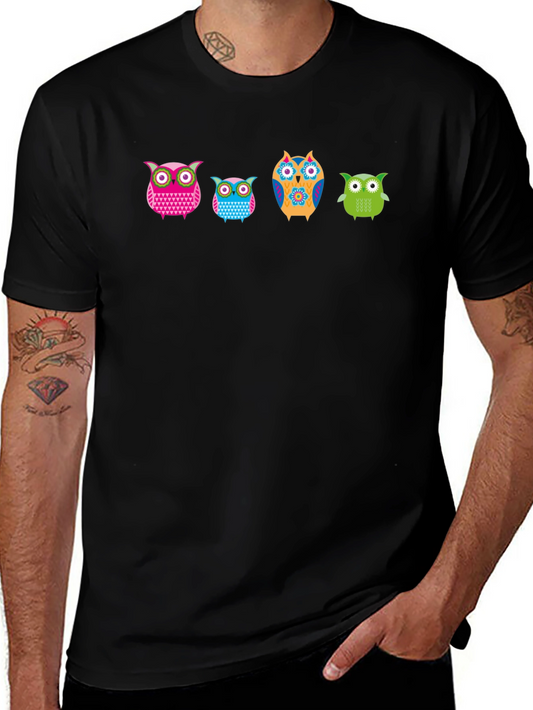 Colorful Owl Graphic Tee - Casual Style