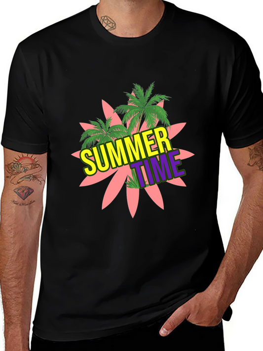 Summer Time Graphic Black T-Shirt