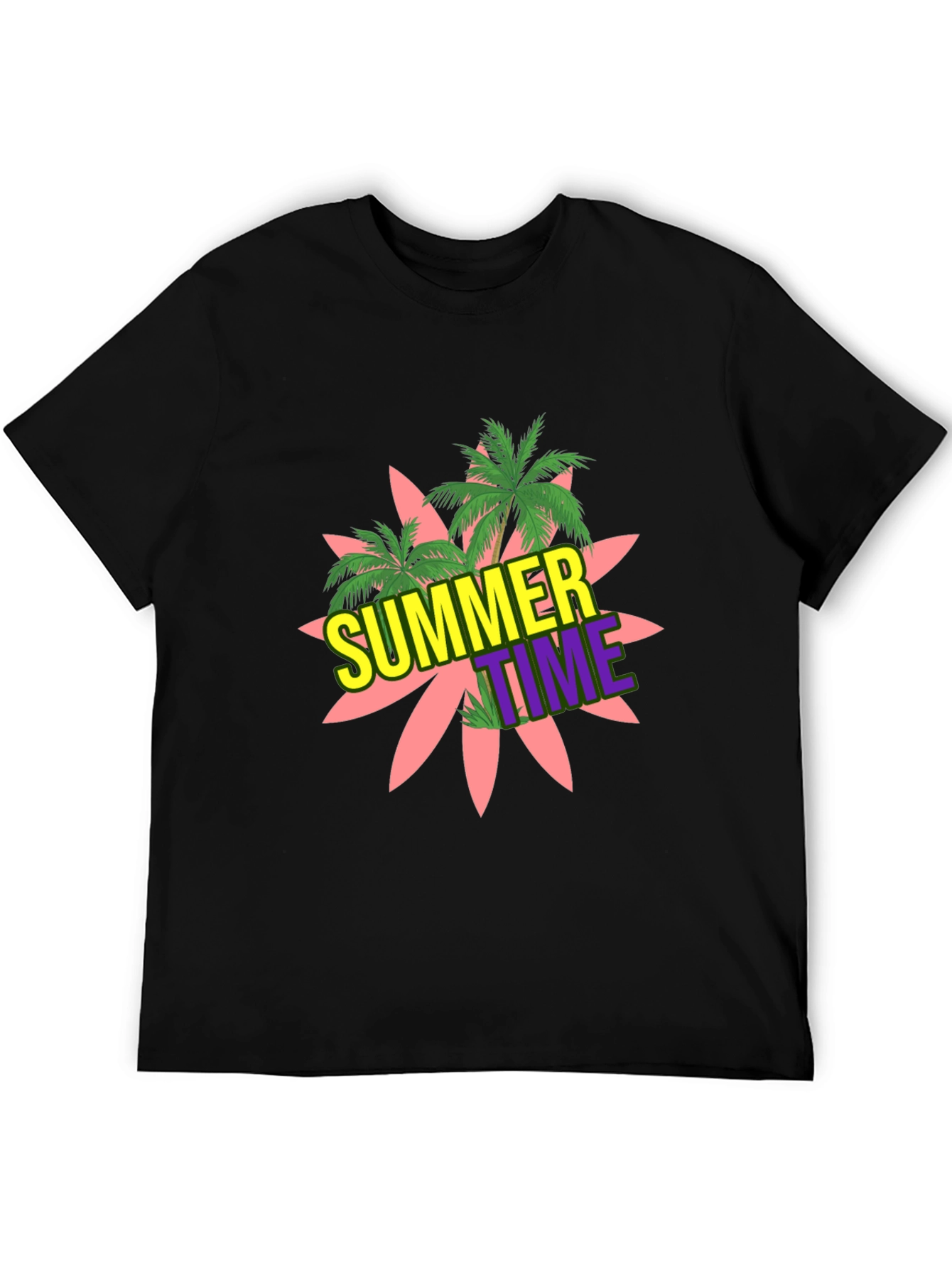 Summer Time Graphic Black T-Shirt