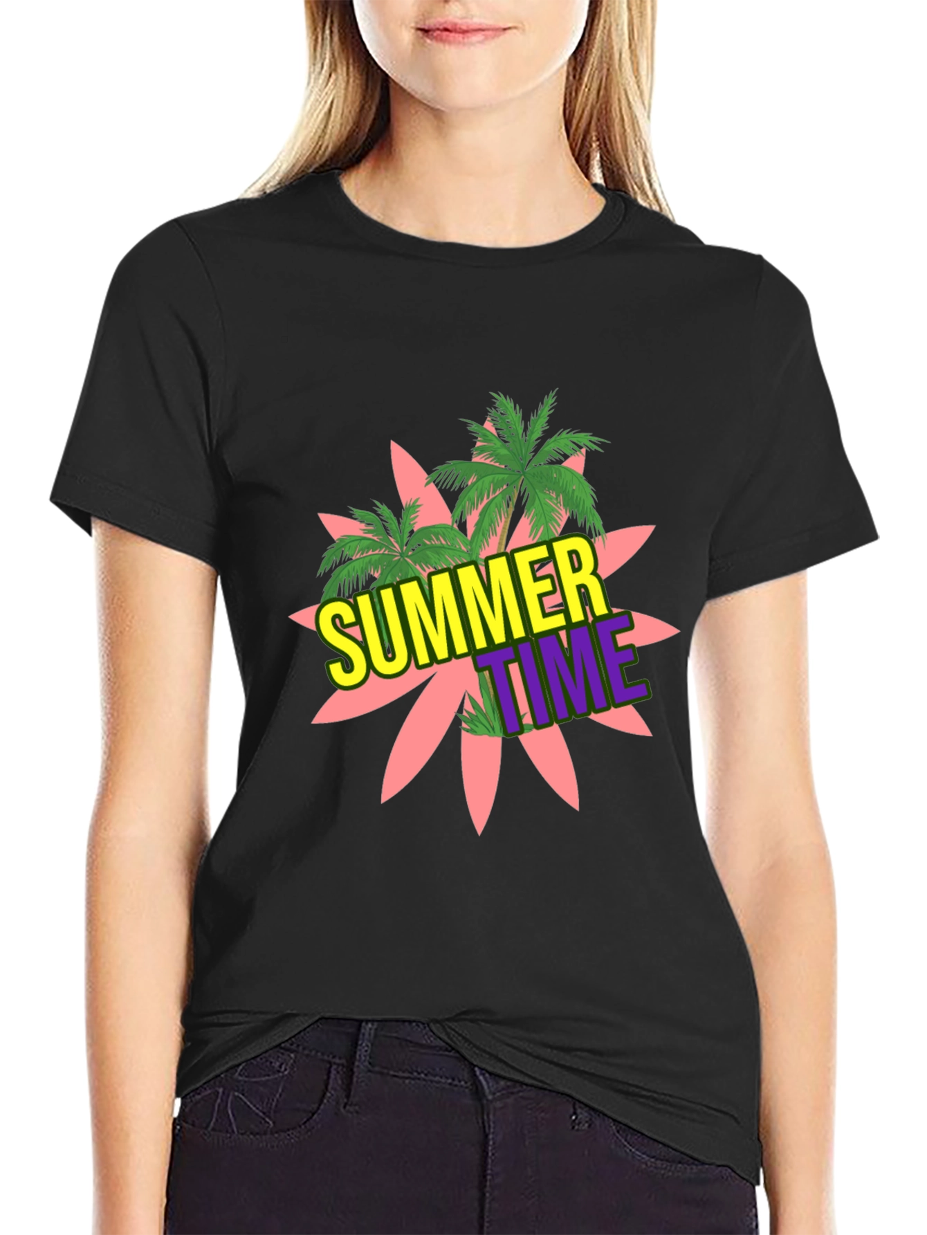 Summer Time Graphic Black T-Shirt