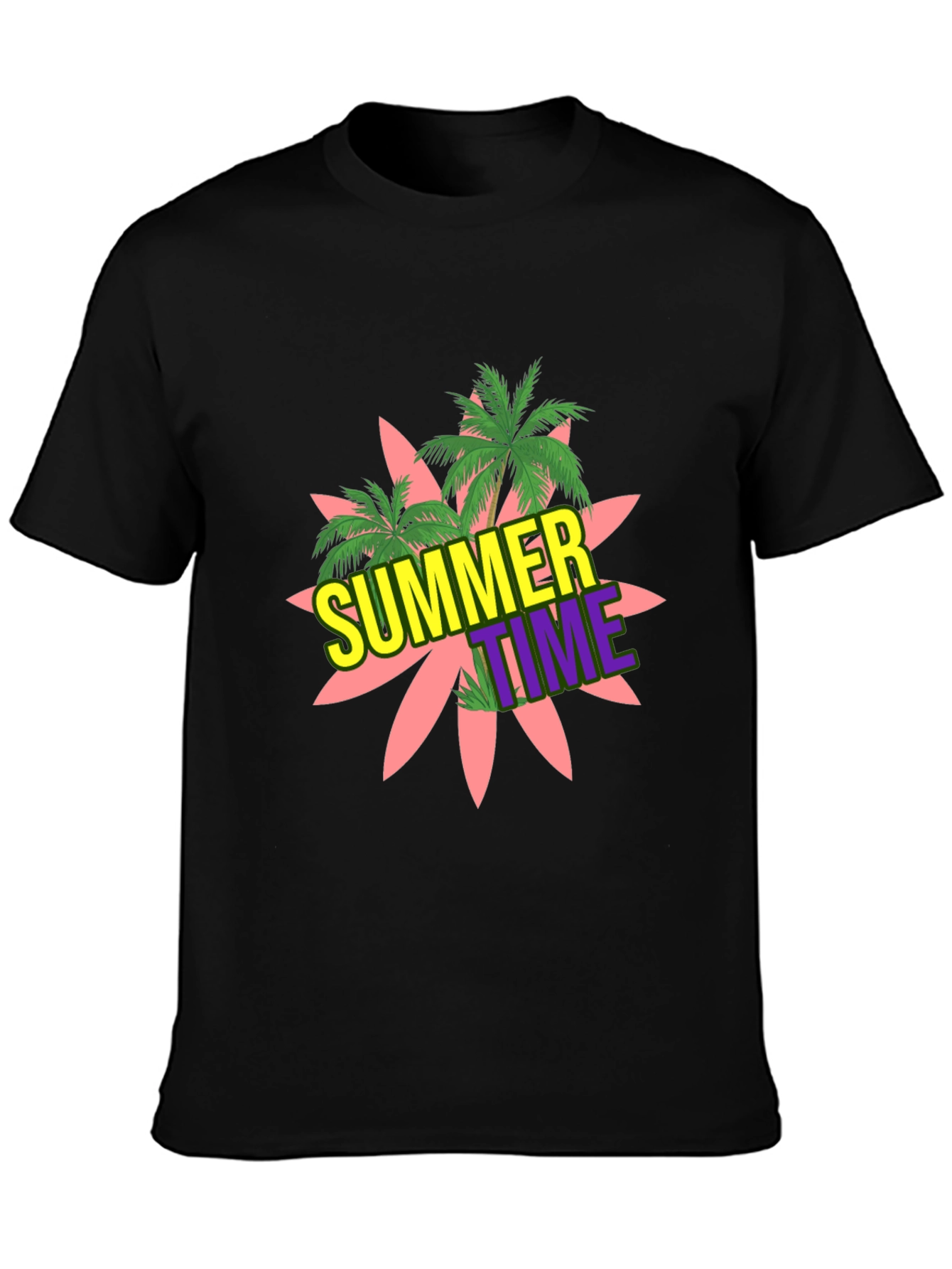 Summer Time Graphic Black T-Shirt