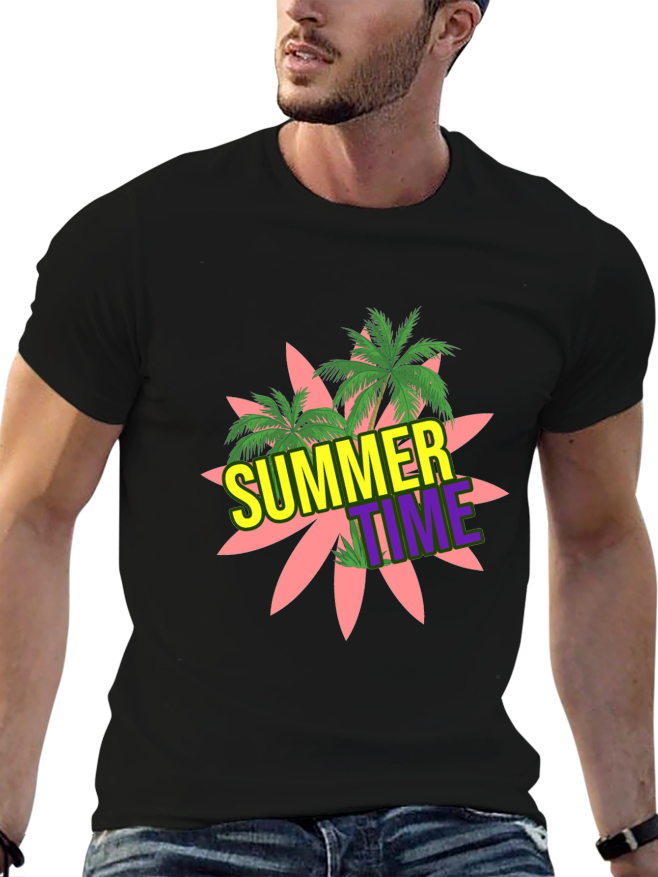 Summer Time Graphic Black T-Shirt