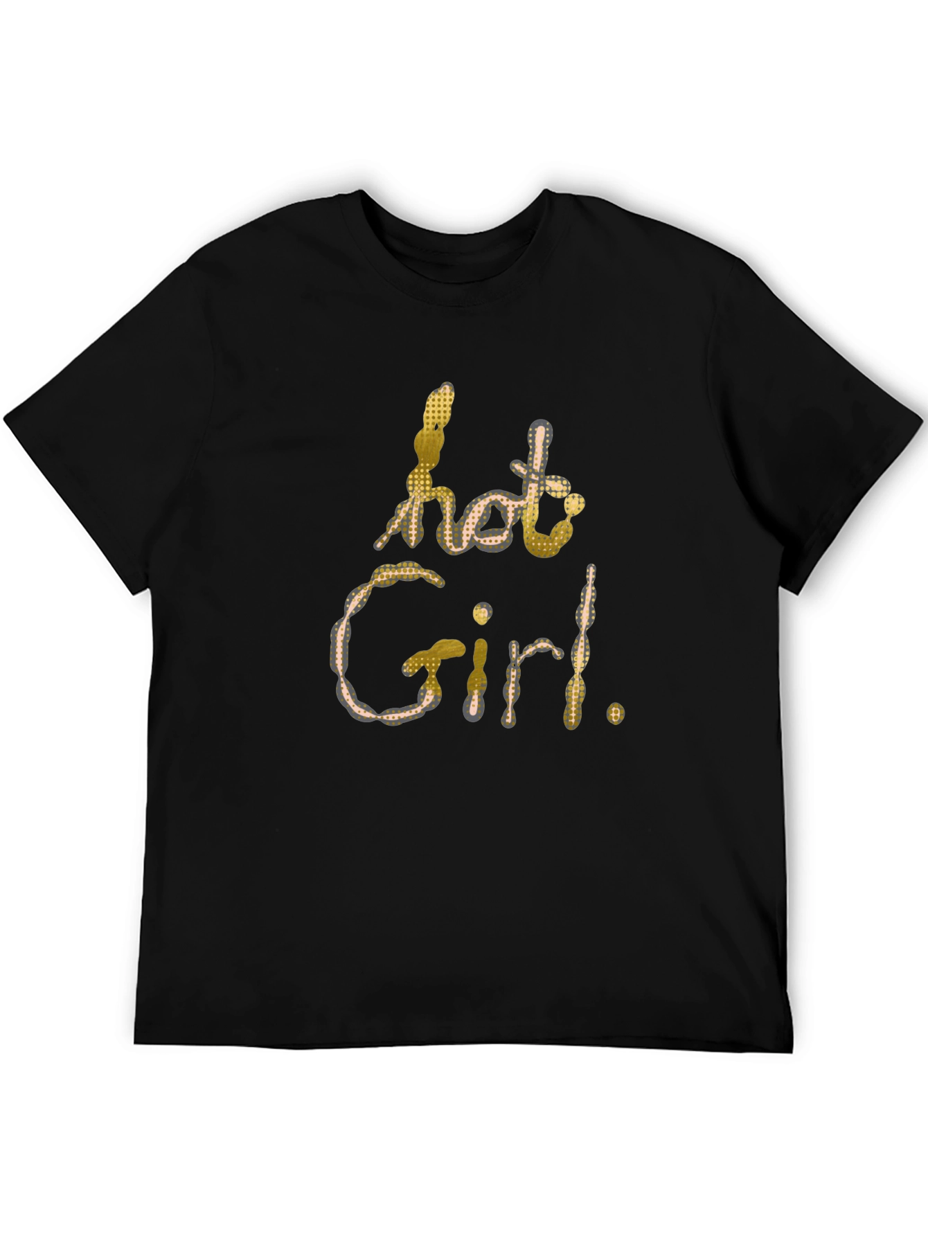 Hot Girl Graphic Print Black T-Shirt