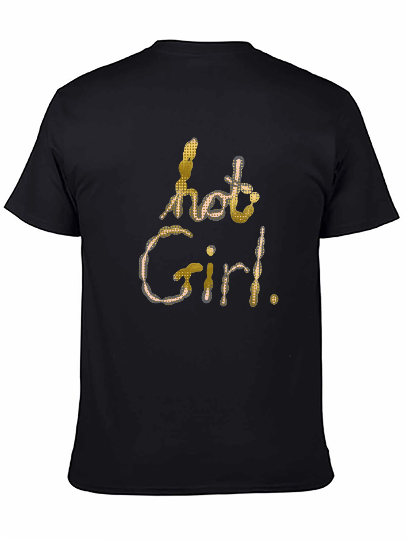 Hot Girl Graphic Print Black T-Shirt