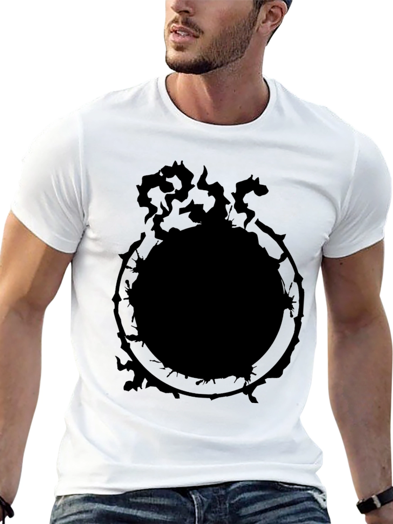 Mens Black Graphic Tee - Ouroboros Serpent