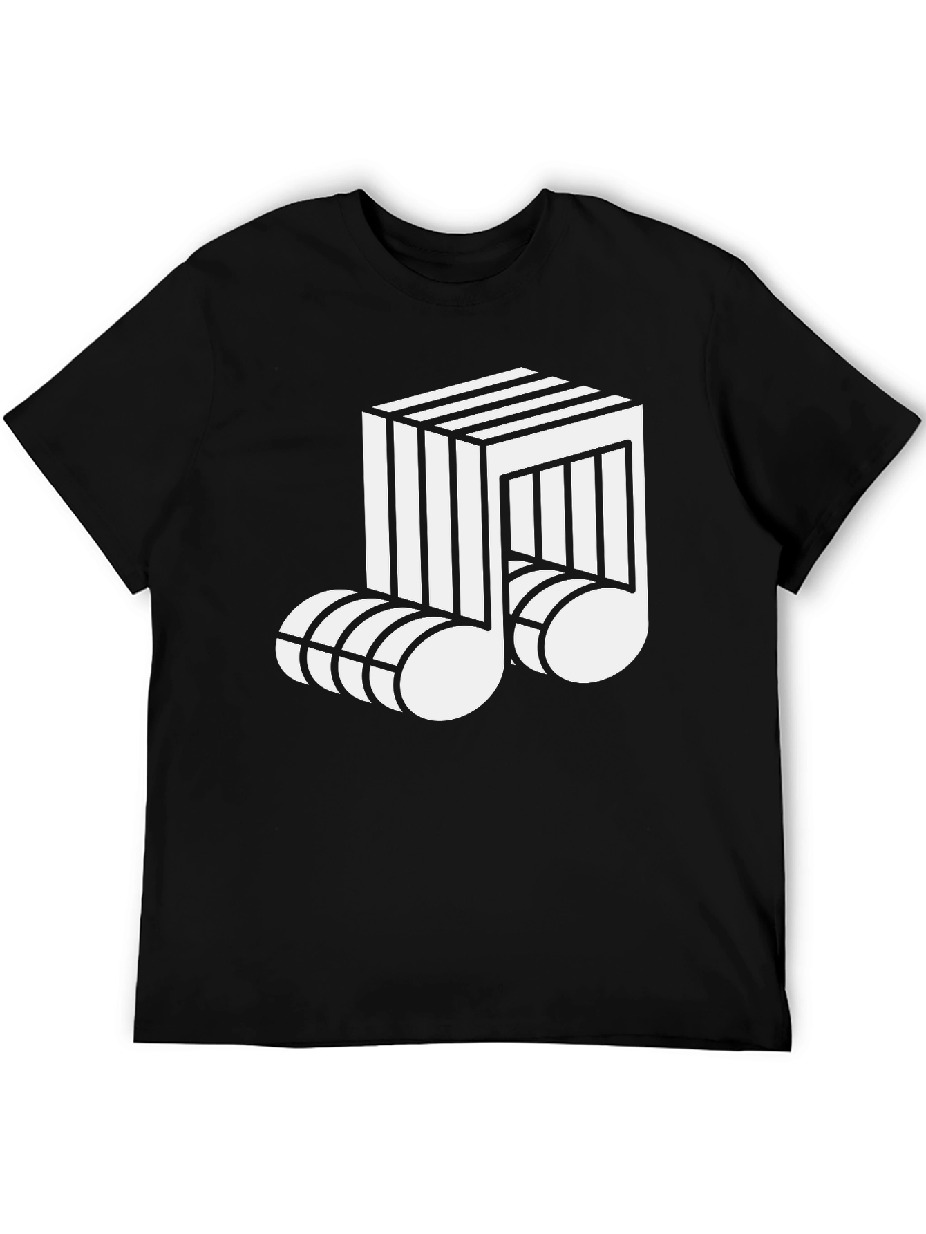 Optical Illusion Music Note Graphic Tee - Black