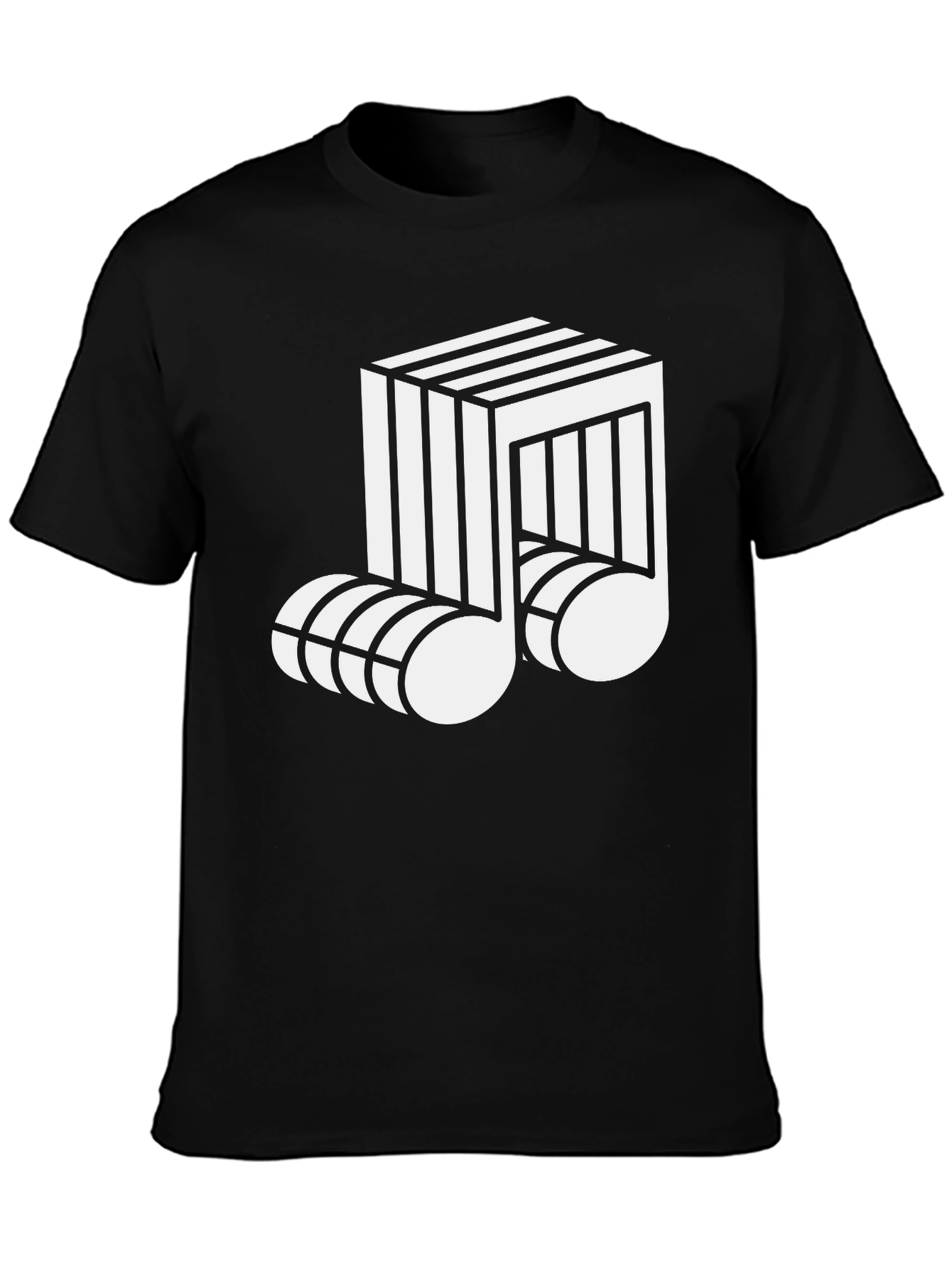 Optical Illusion Music Note Graphic Tee - Black