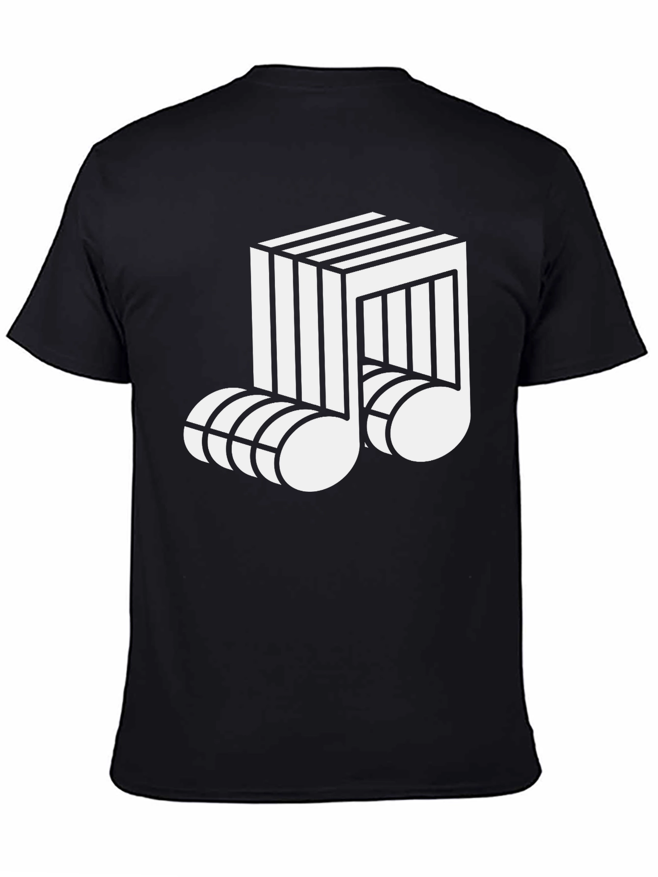 Optical Illusion Music Note Graphic Tee - Black