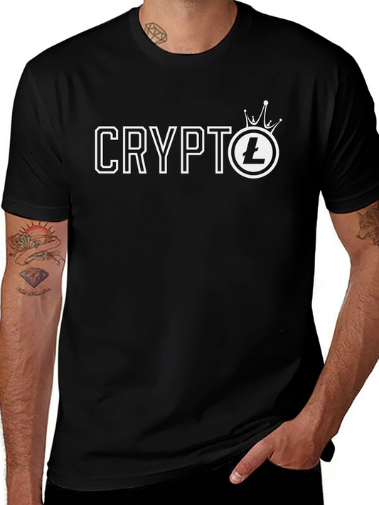 Crypto Litecoin Crown Mens Black T-Shirt