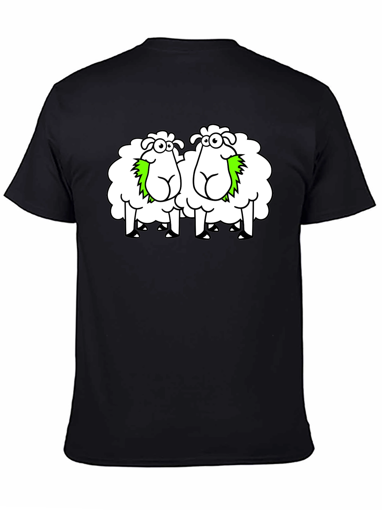 Funny Sheep Cartoon Black T-Shirt
