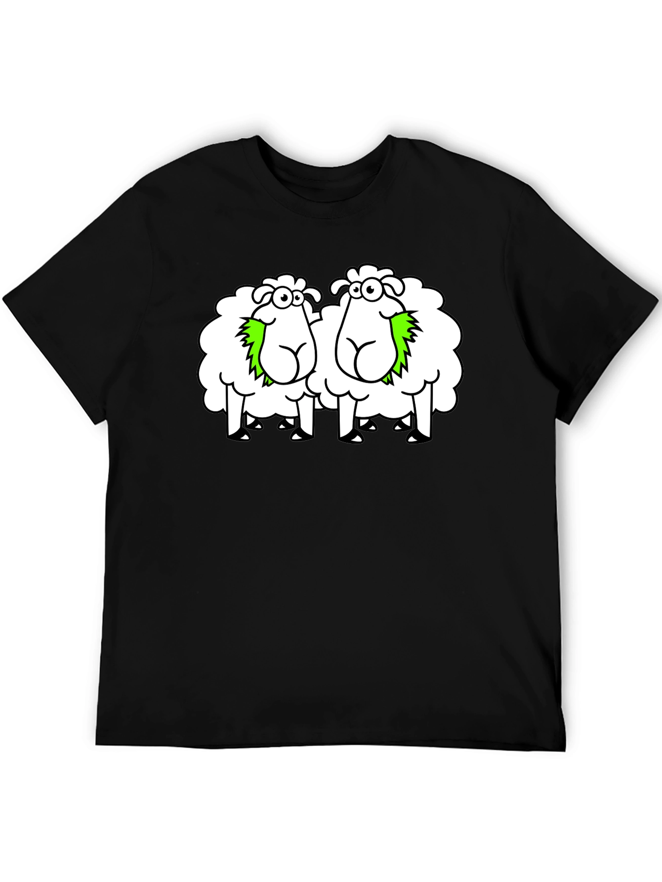 Funny Sheep Cartoon Black T-Shirt