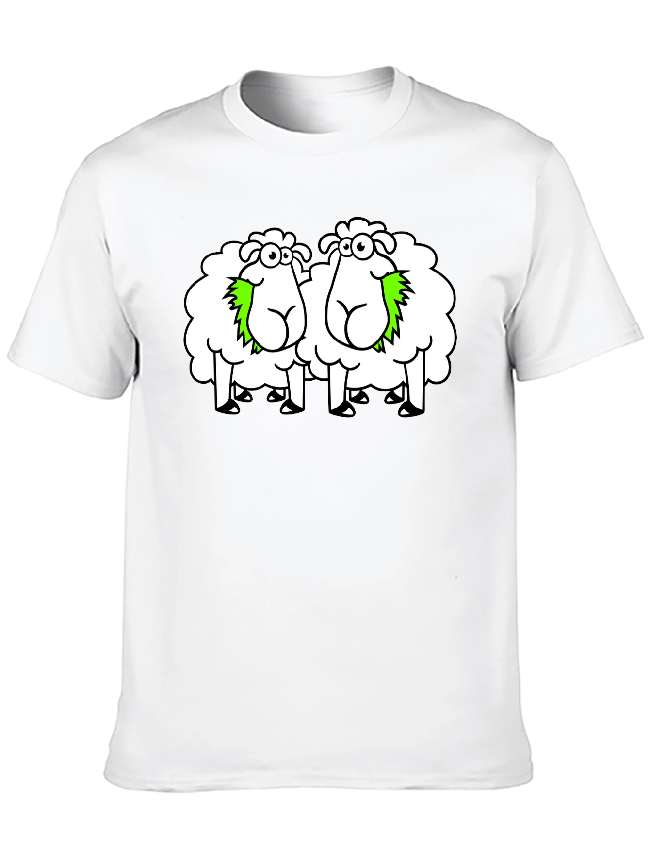 Funny Sheep Cartoon Black T-Shirt
