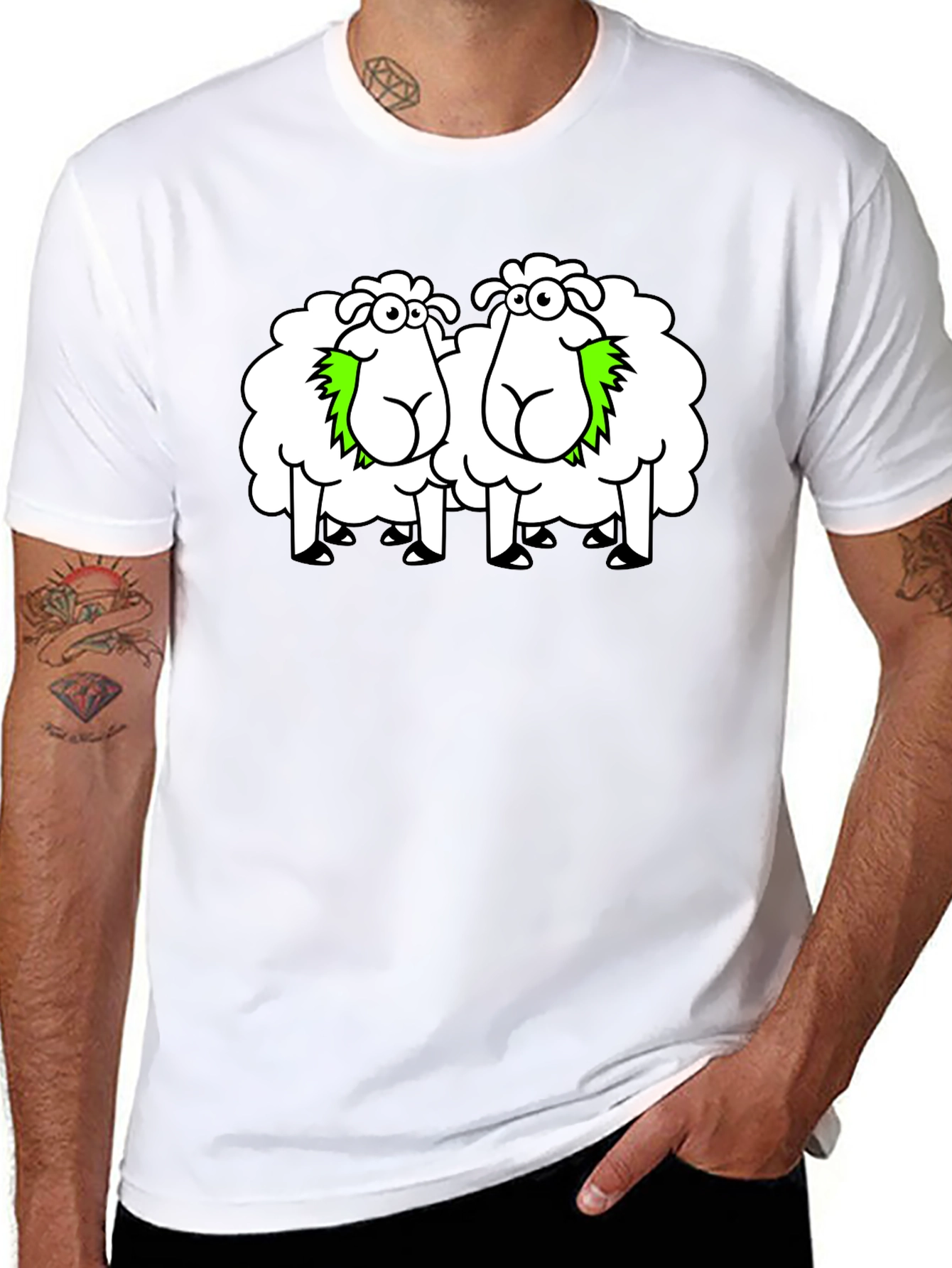 Funny Sheep Cartoon Black T-Shirt