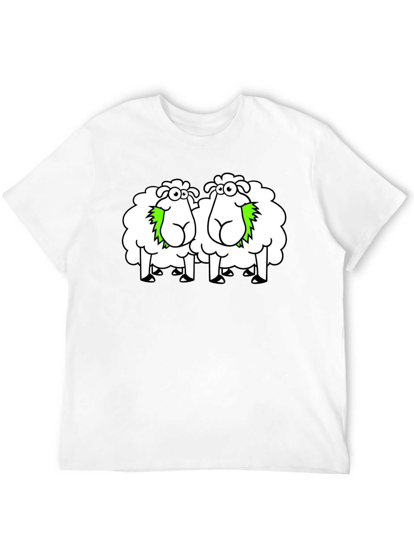 Funny Sheep Cartoon Black T-Shirt