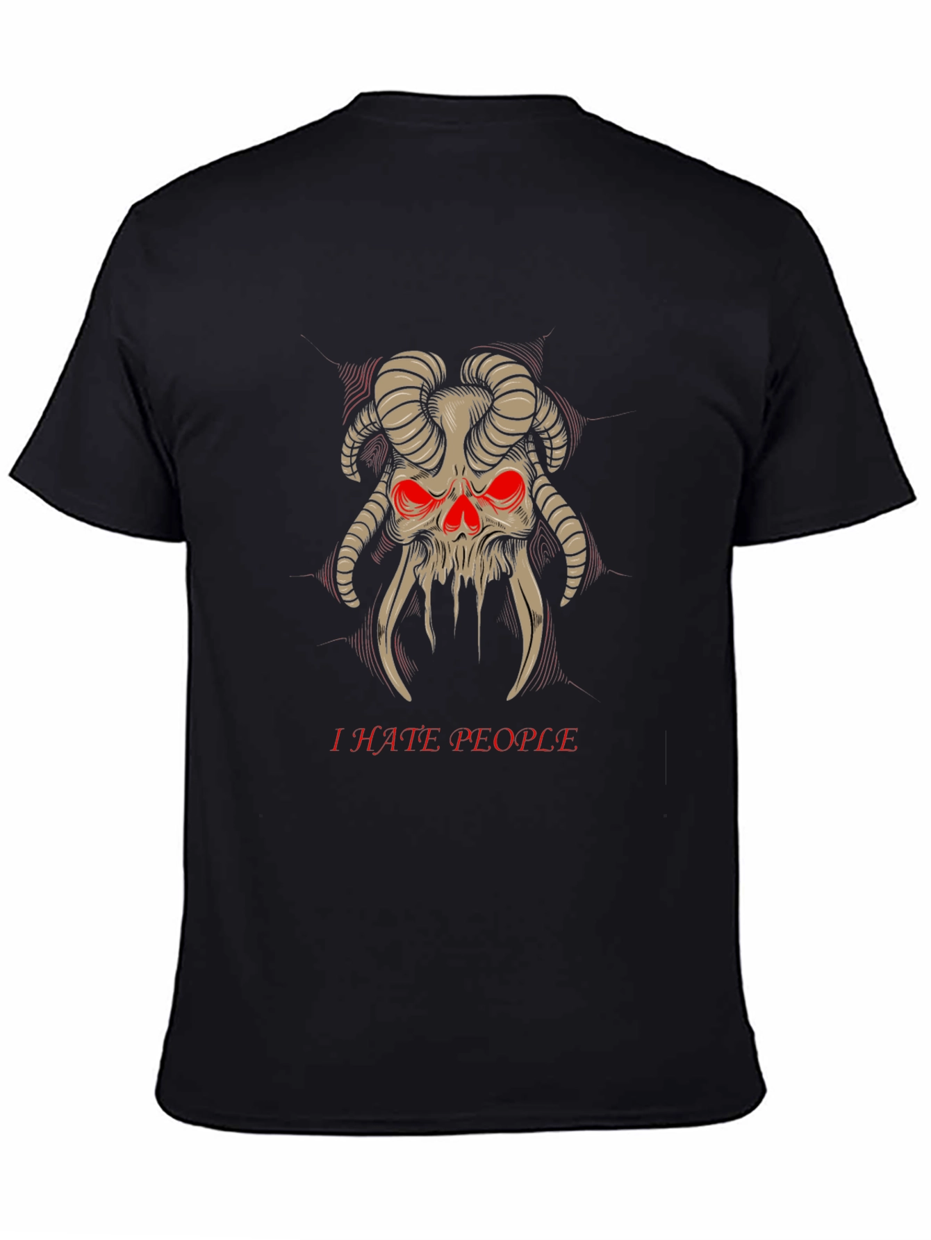 I Hate People Skull Horns T-Shirt Black