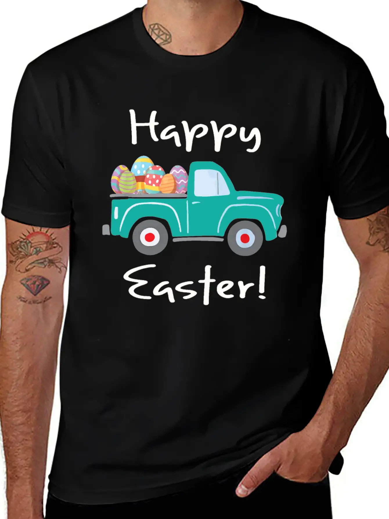 Vintage Truck With Easter Eggs Happy Easter Tshirt Unisex Casual T-Shirt – Clean Design For Daily Comfort