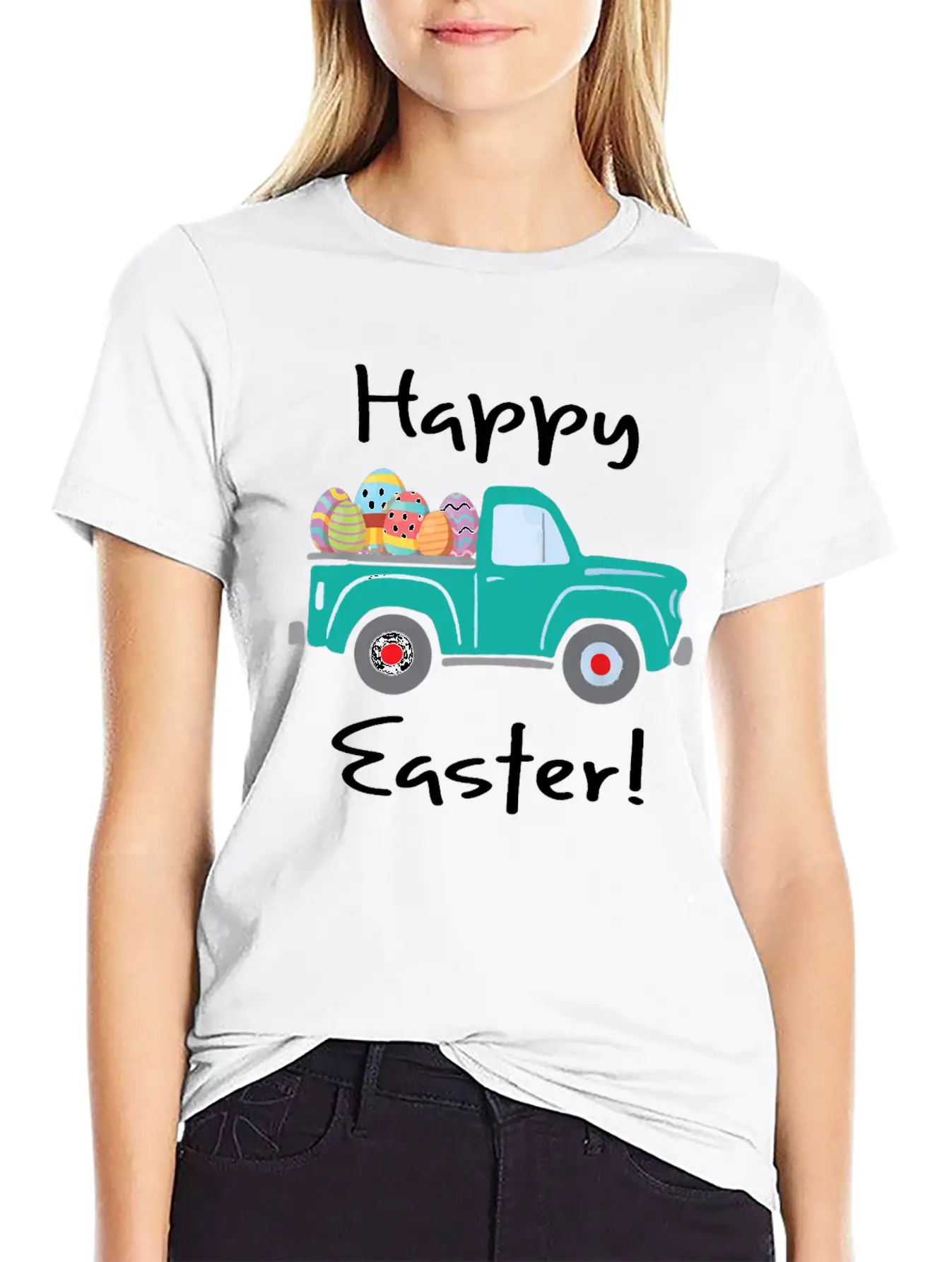 Vintage Truck With Easter Eggs Happy Easter Tshirt Unisex Casual T-Shirt – Clean Design For Daily Comfort