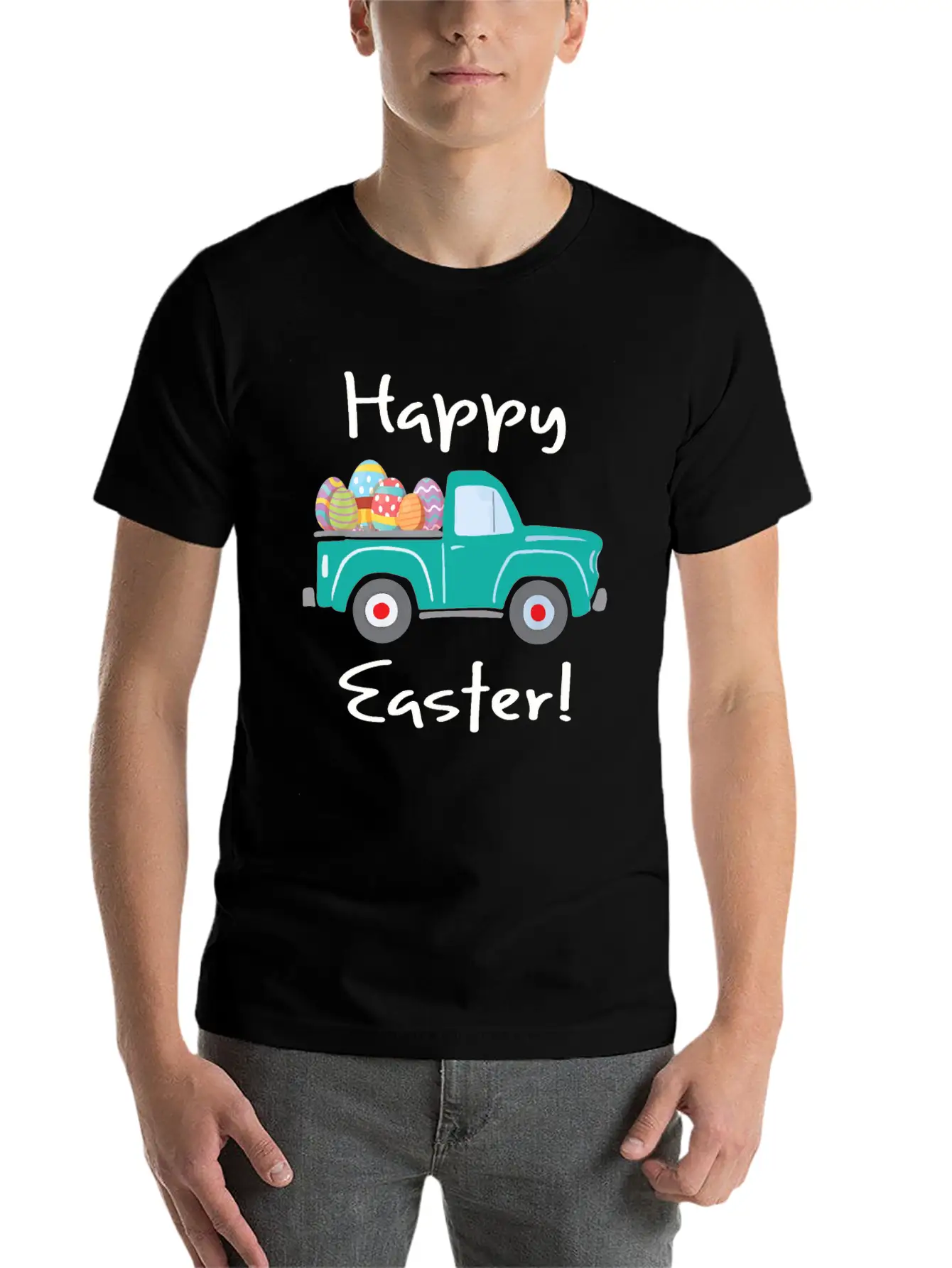 Vintage Truck With Easter Eggs Happy Easter Tshirt Unisex Casual T-Shirt – Clean Design For Daily Comfort