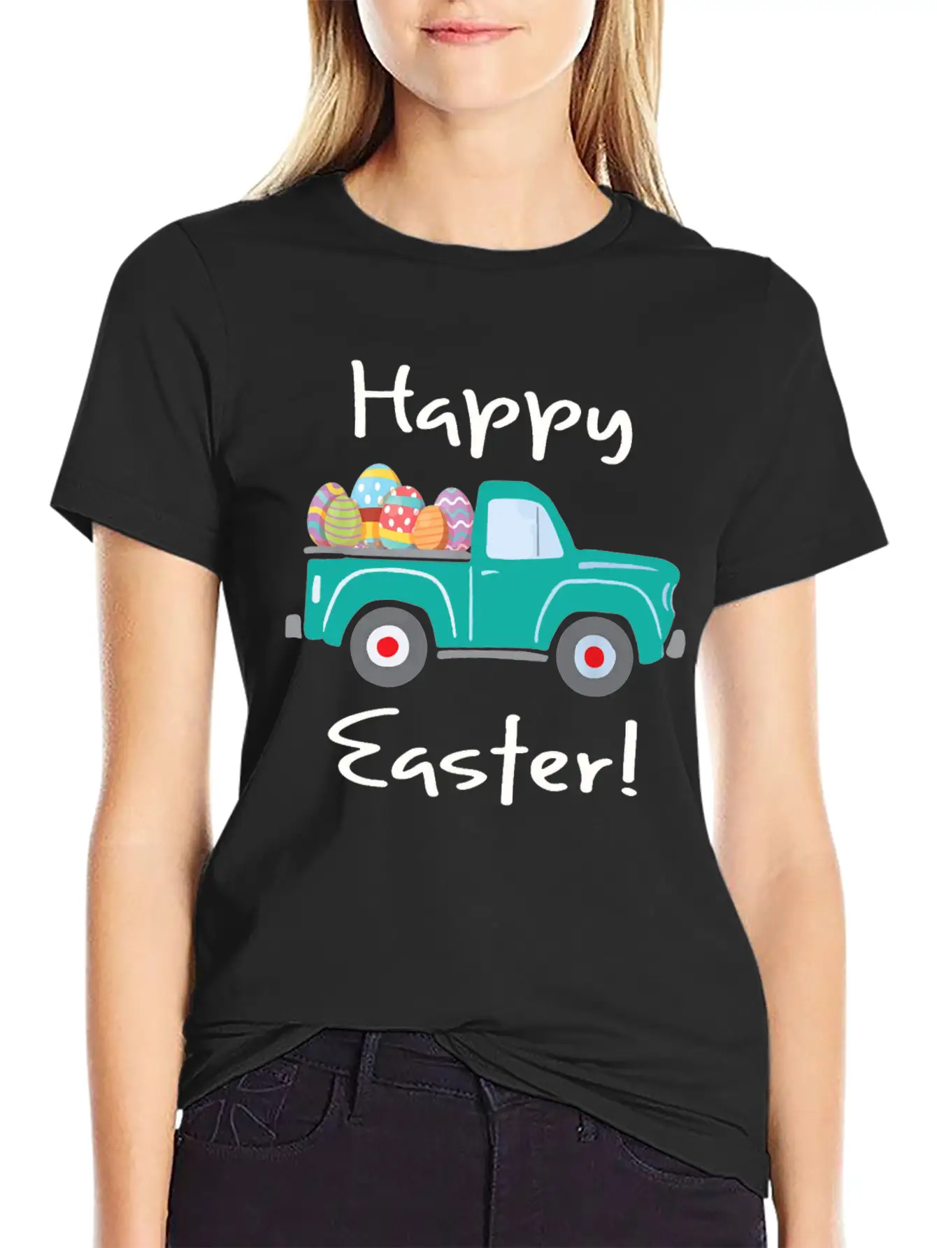 Vintage Truck With Easter Eggs Happy Easter Tshirt Unisex Casual T-Shirt – Clean Design For Daily Comfort