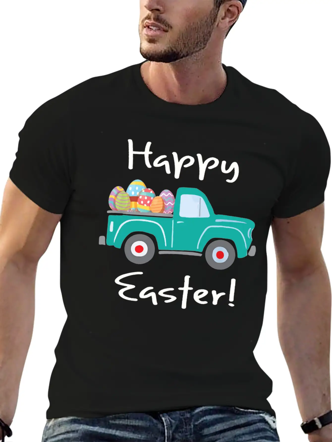 Vintage Truck With Easter Eggs Happy Easter Tshirt Unisex Casual T-Shirt – Clean Design For Daily Comfort