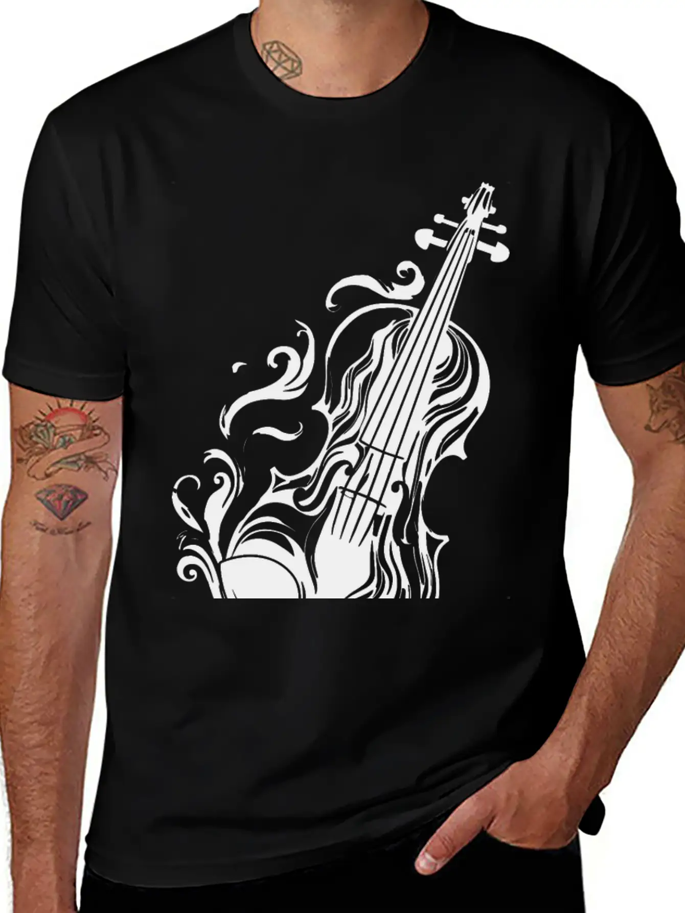 Violin Cartoon Style Unisex Casual T-Shirt – Clean Design For Daily Comfort