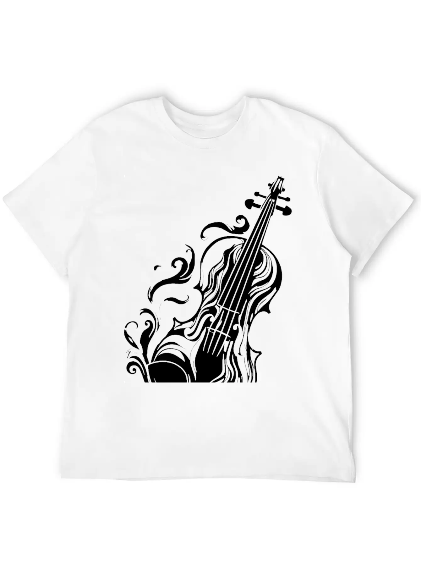 Violin Cartoon Style Unisex Casual T-Shirt – Clean Design For Daily Comfort