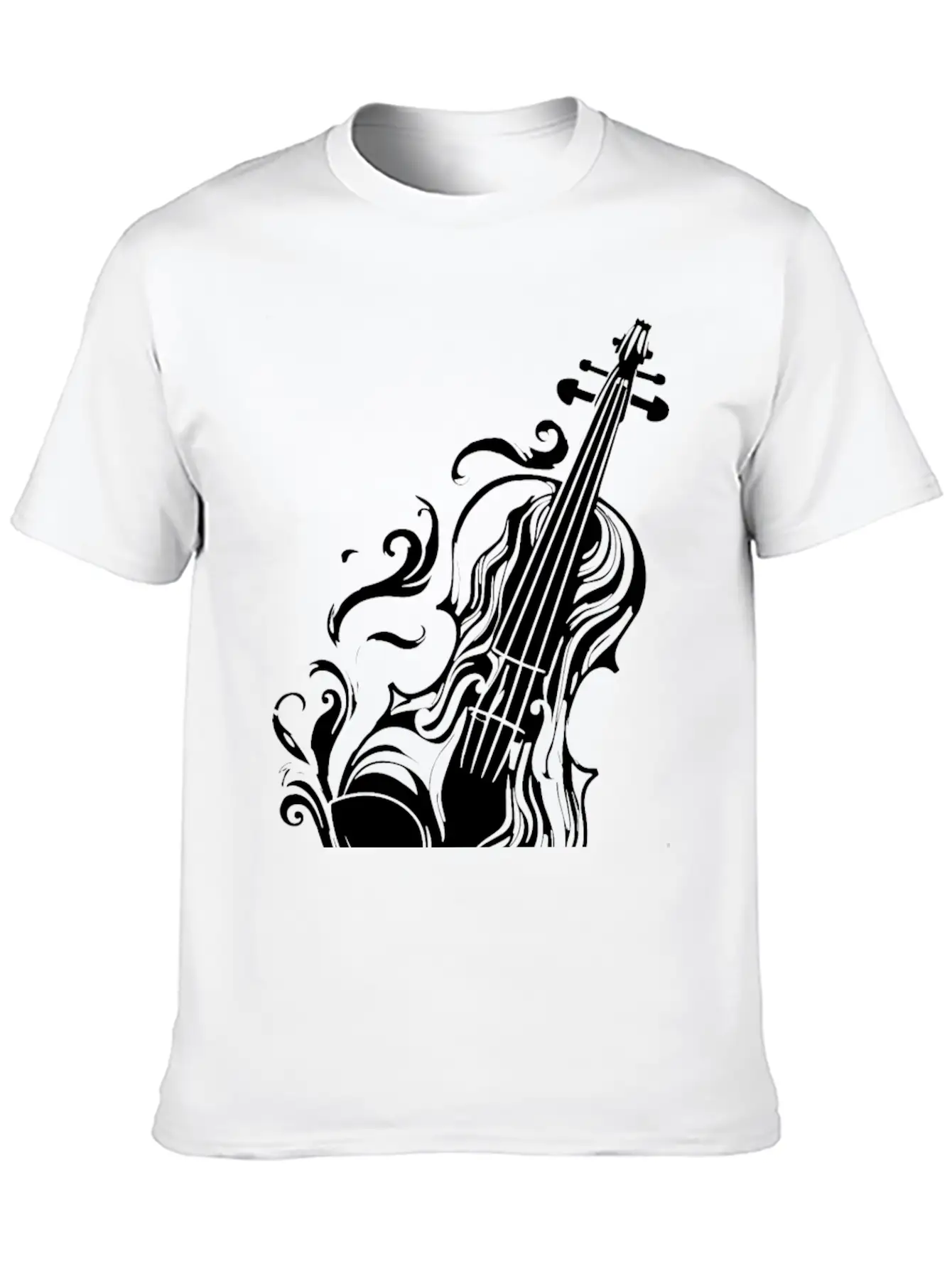 Violin Cartoon Style Unisex Casual T-Shirt – Clean Design For Daily Comfort