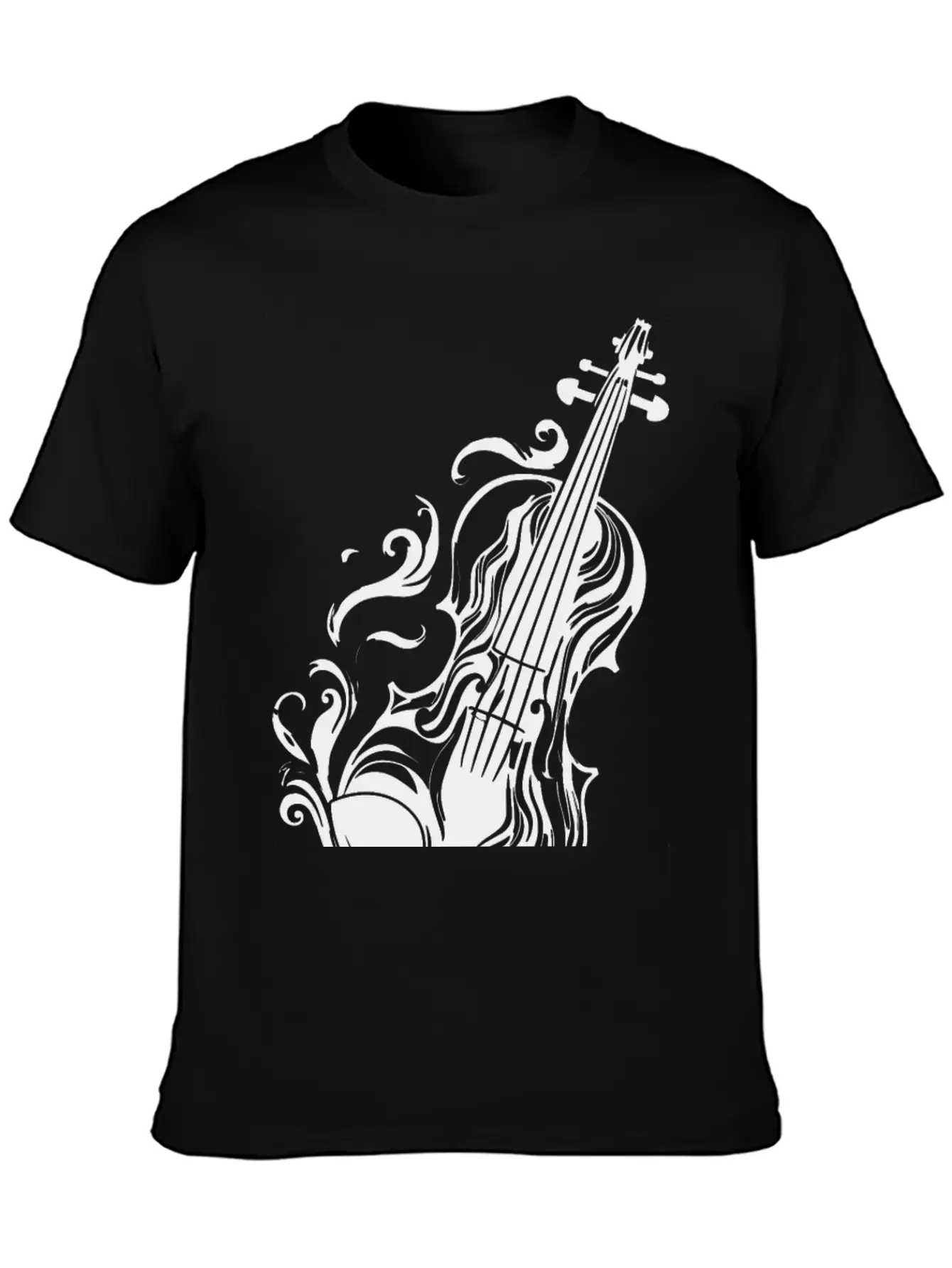 Violin Cartoon Style Unisex Casual T-Shirt – Clean Design For Daily Comfort
