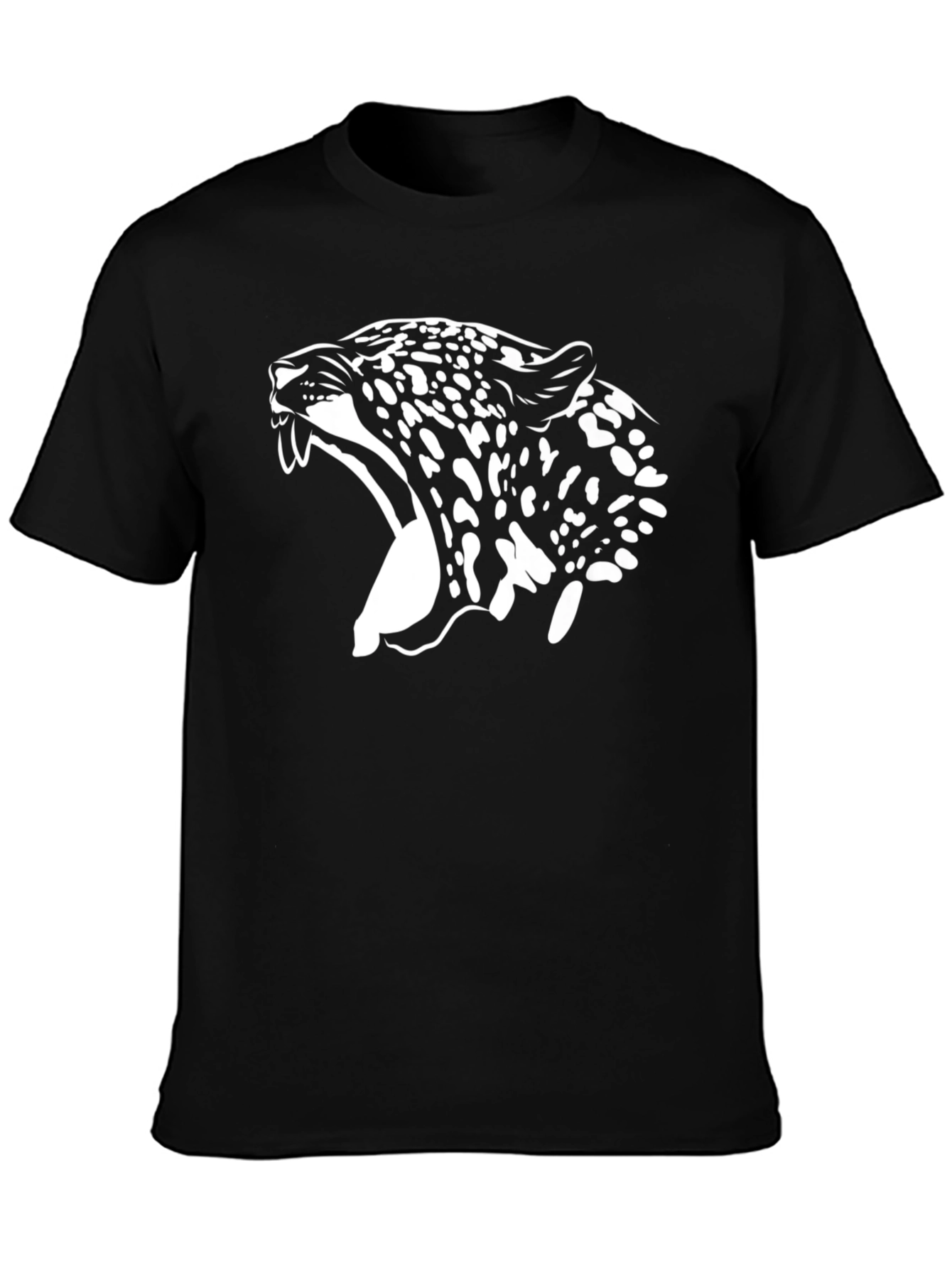 Black T-Shirt with White Jaguar Graphic