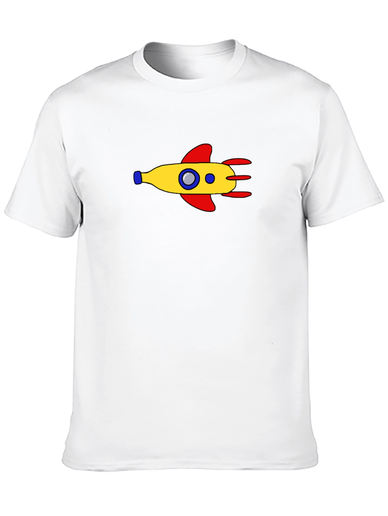 Retro Rocket Graphic Tee - Black Cotton Blend