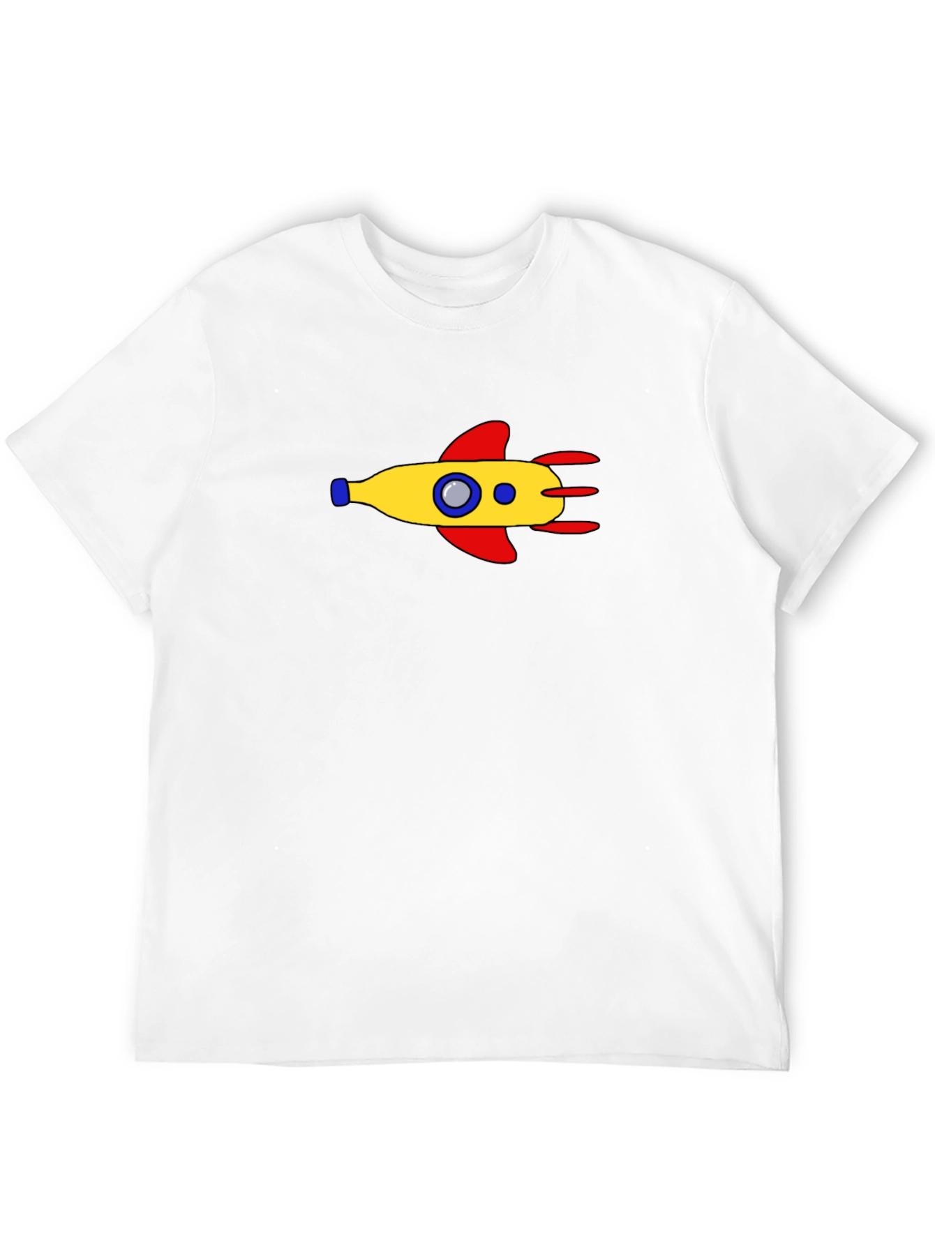 Retro Rocket Graphic Tee - Black Cotton Blend