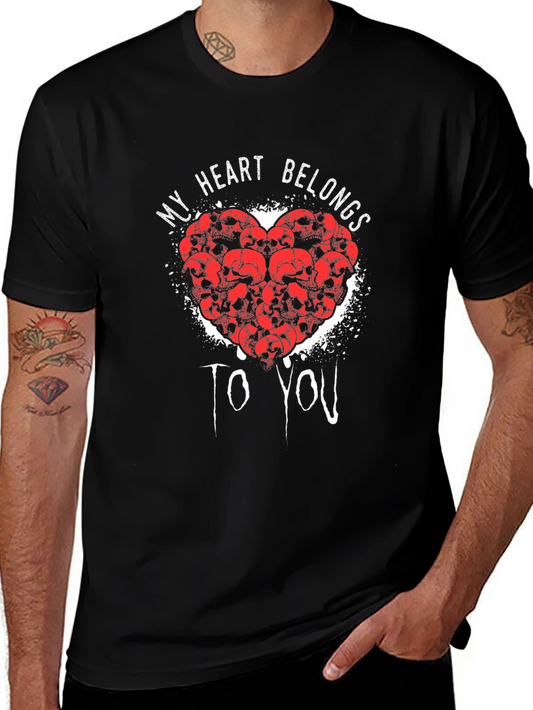 My Heart Belongs To You Skull Heart Graphic Tee