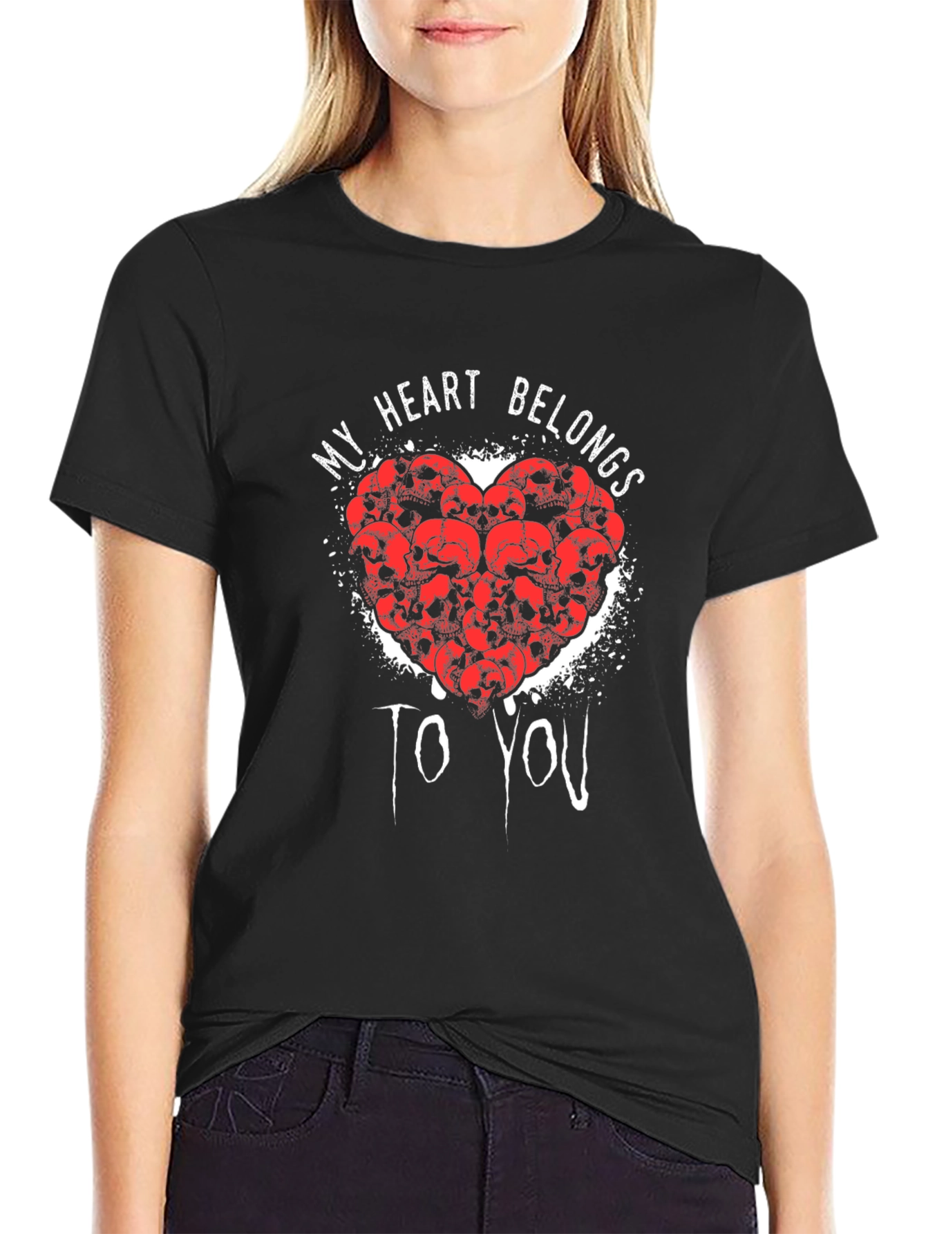 My Heart Belongs To You Skull Heart Graphic Tee