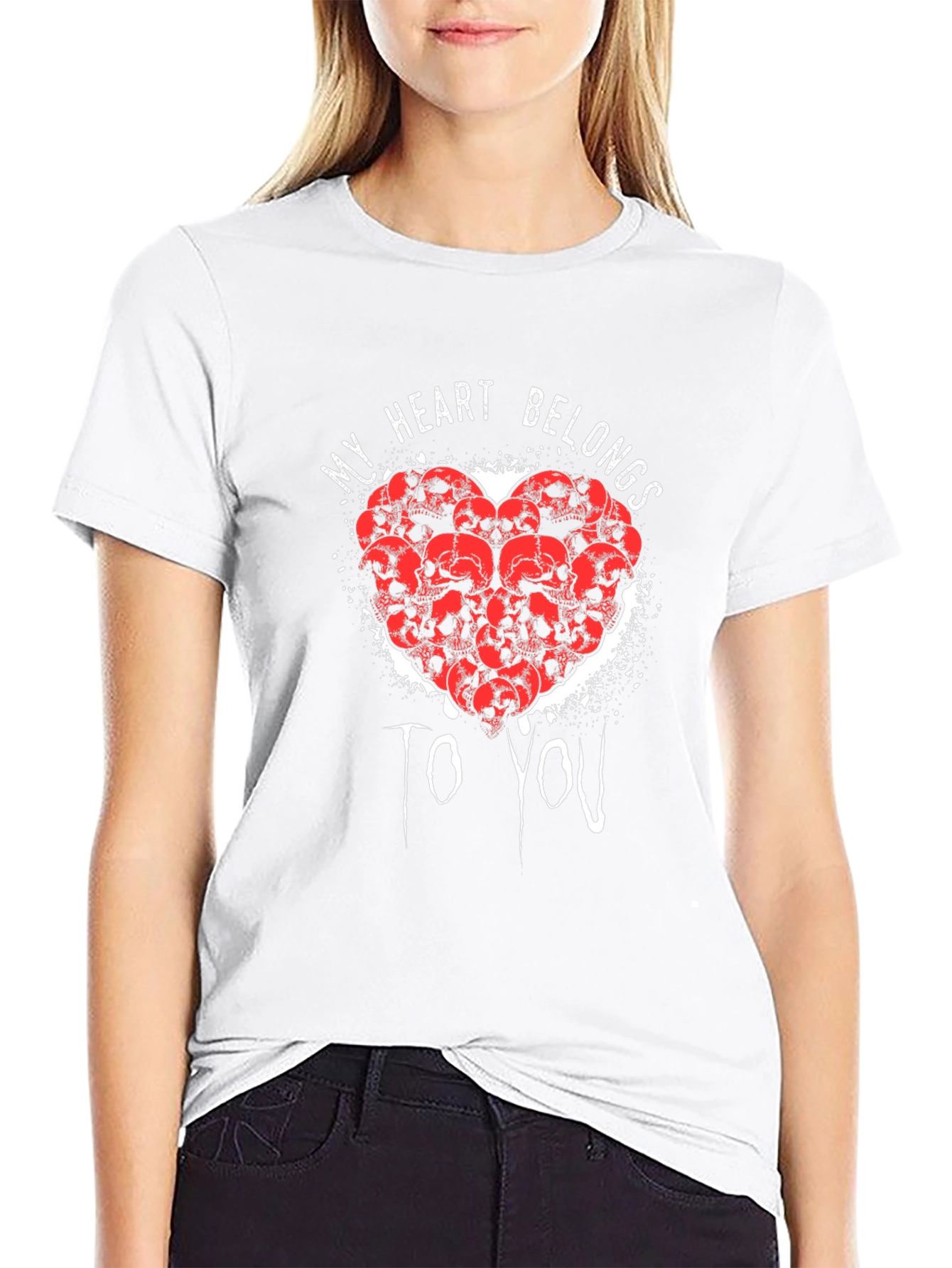 My Heart Belongs To You Skull Heart Graphic Tee