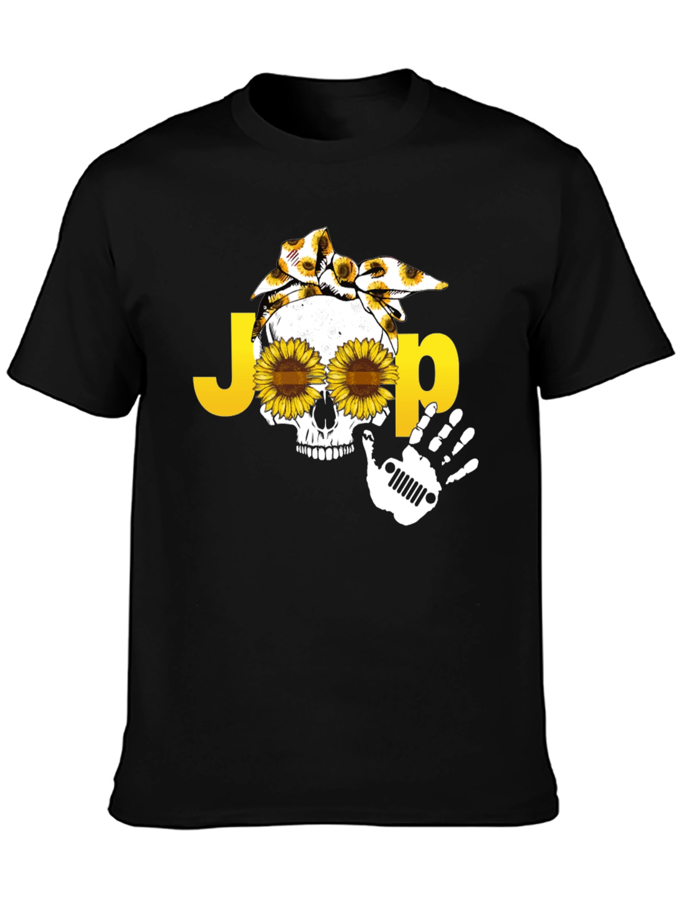Jeep Skull Sunflower Graphic T-Shirt