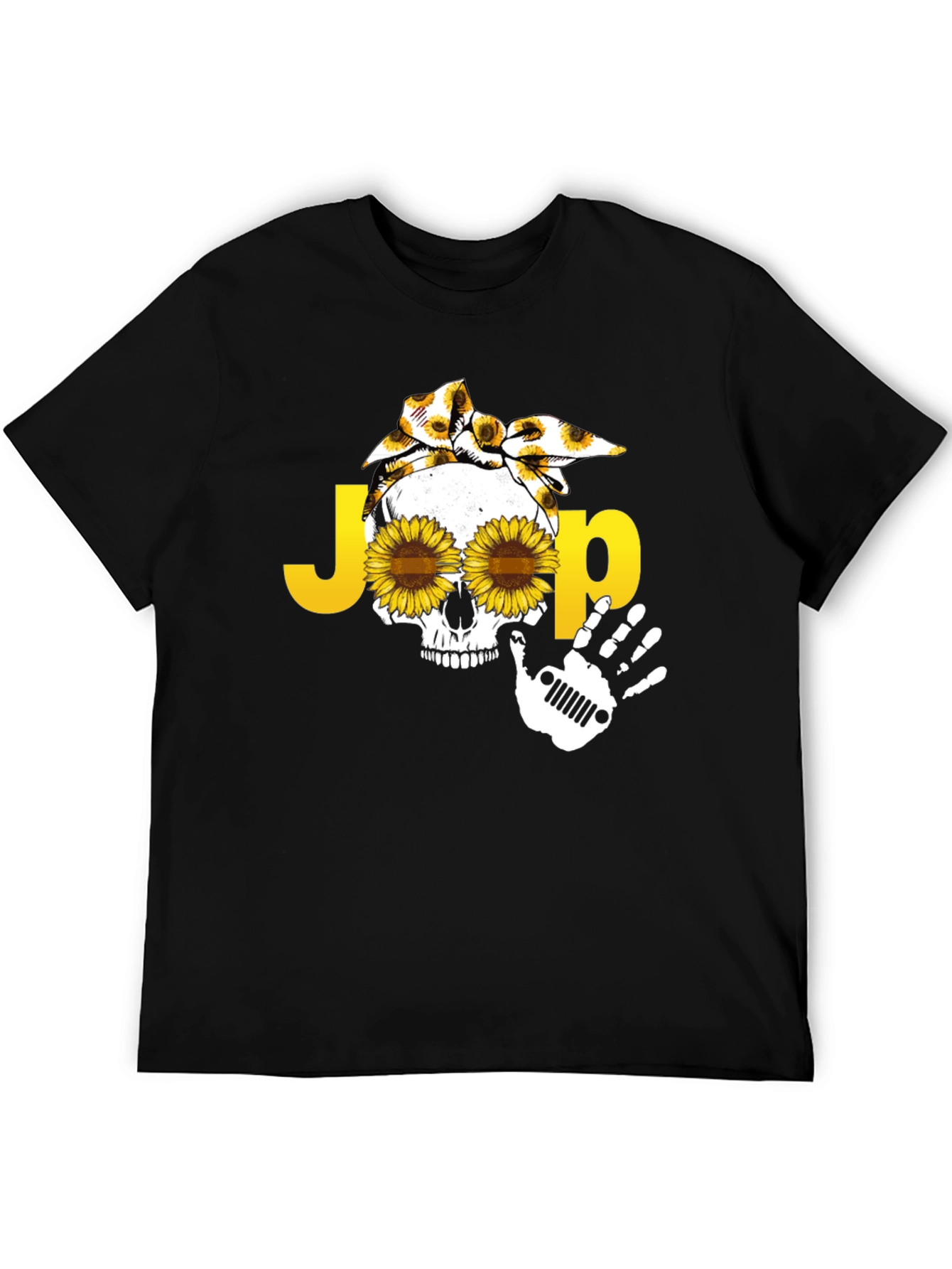 Jeep Skull Sunflower Graphic T-Shirt