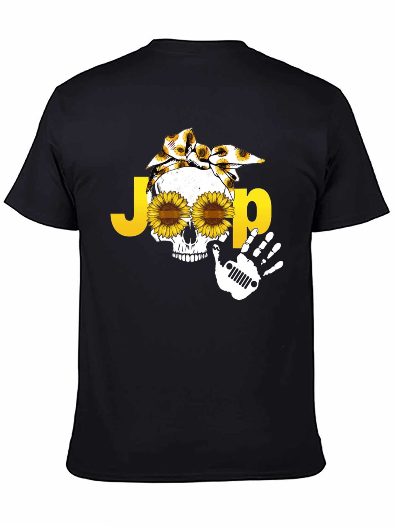 Jeep Skull Sunflower Graphic T-Shirt