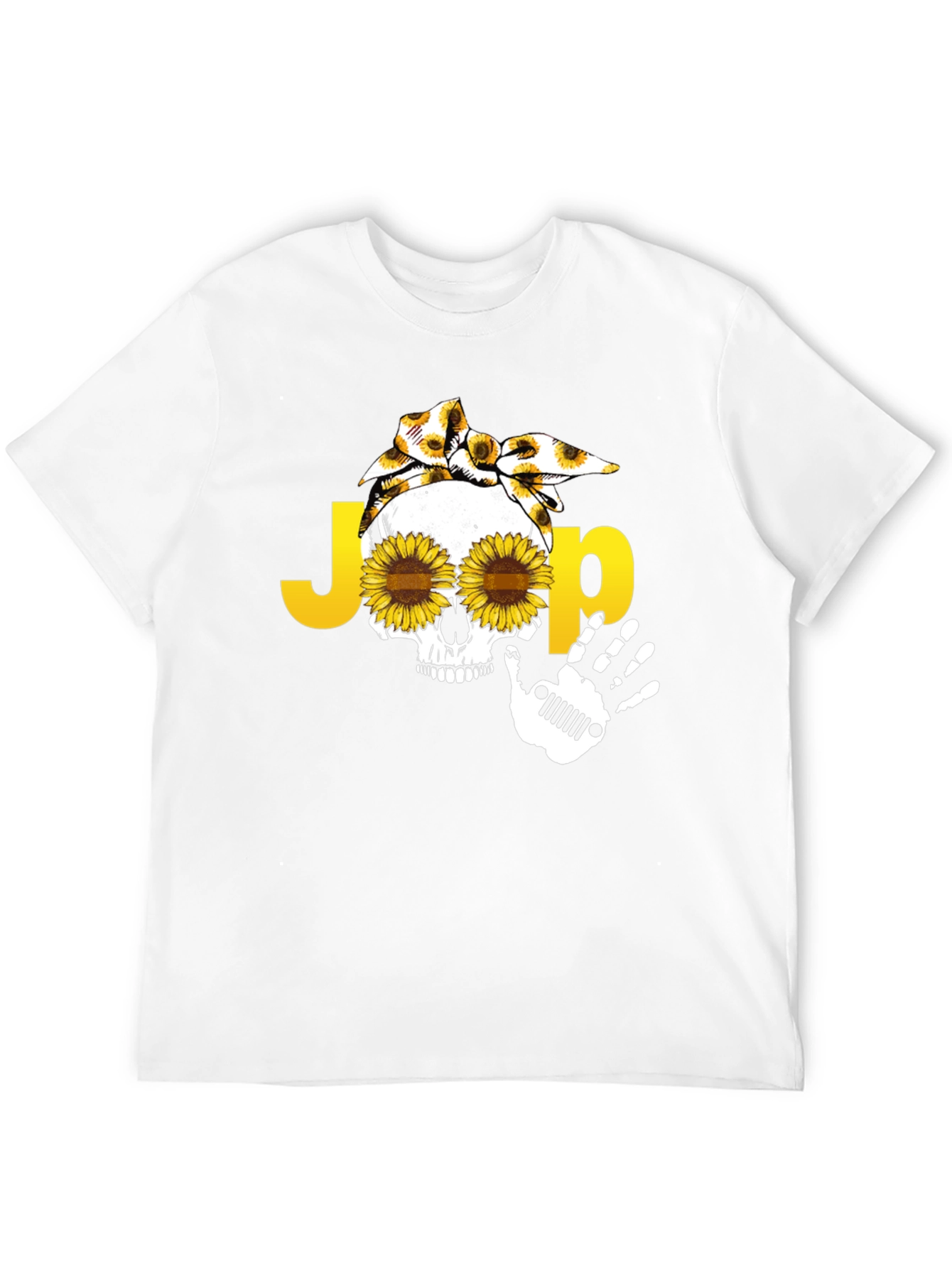 Jeep Skull Sunflower Graphic T-Shirt